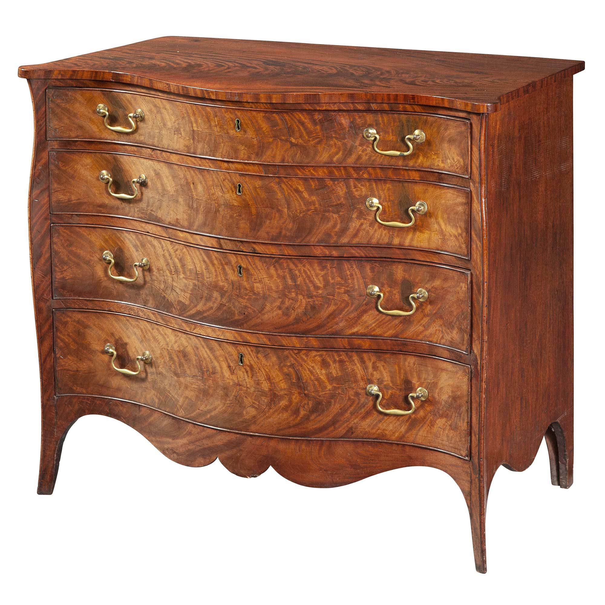 Lot image - George III Mahogany Serpentine Chest of Drawers