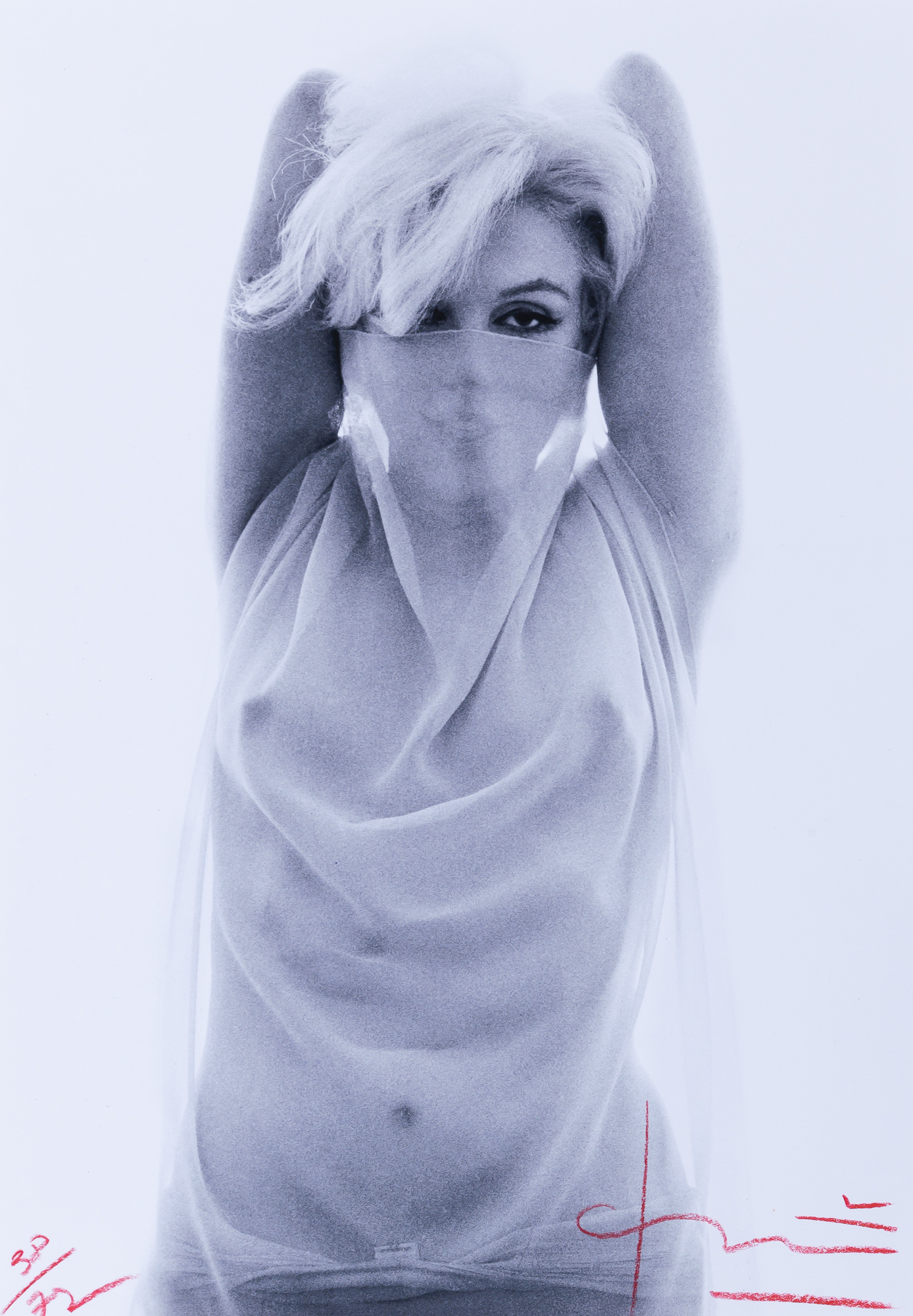 Lot image - STERN, BERT (1929-2013)  Marilyn Monroe with Arms Raised, from the Last Sitting for Vogue, 1962.