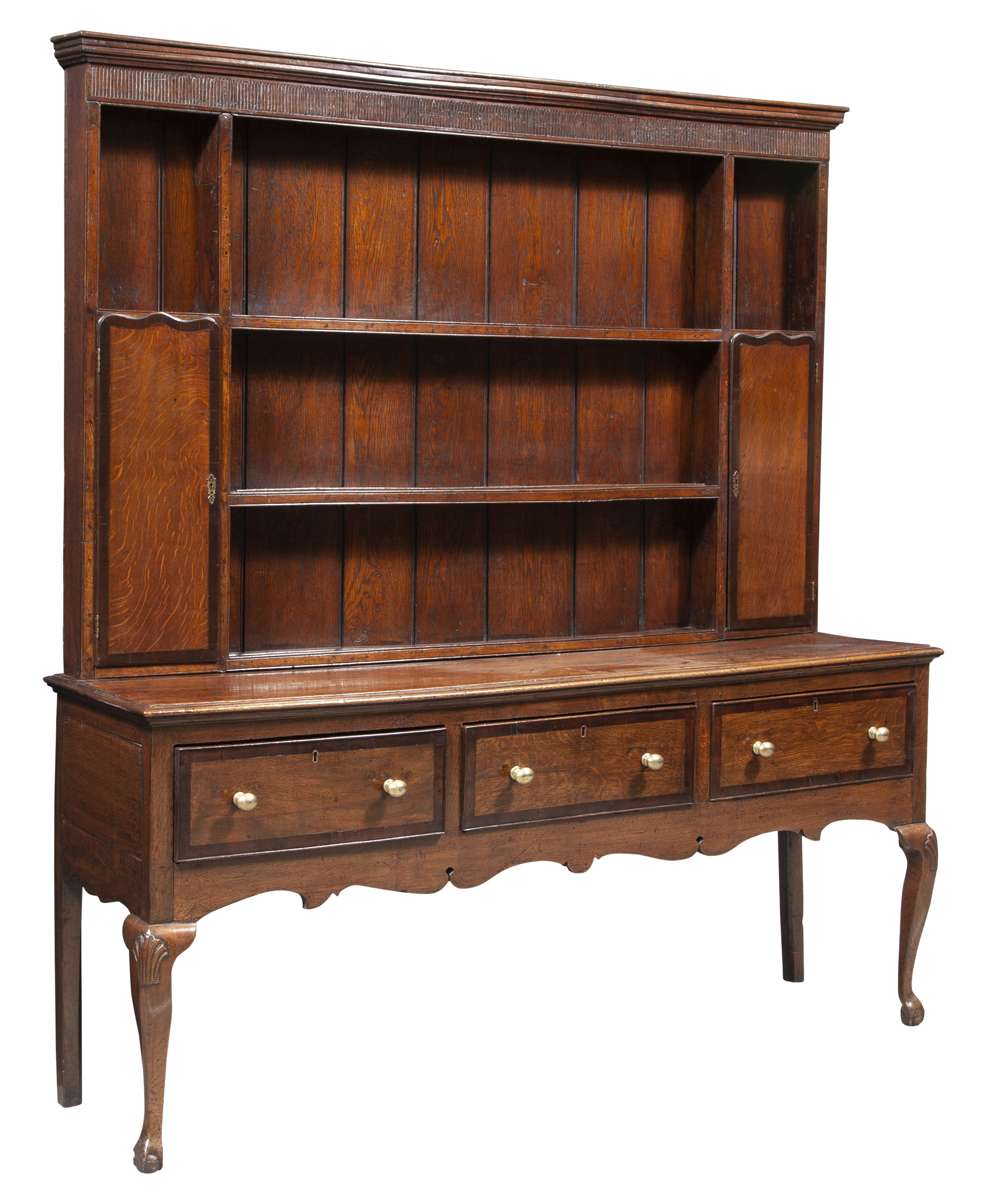 Lot image - George II Banded Oak Welsh Dresser