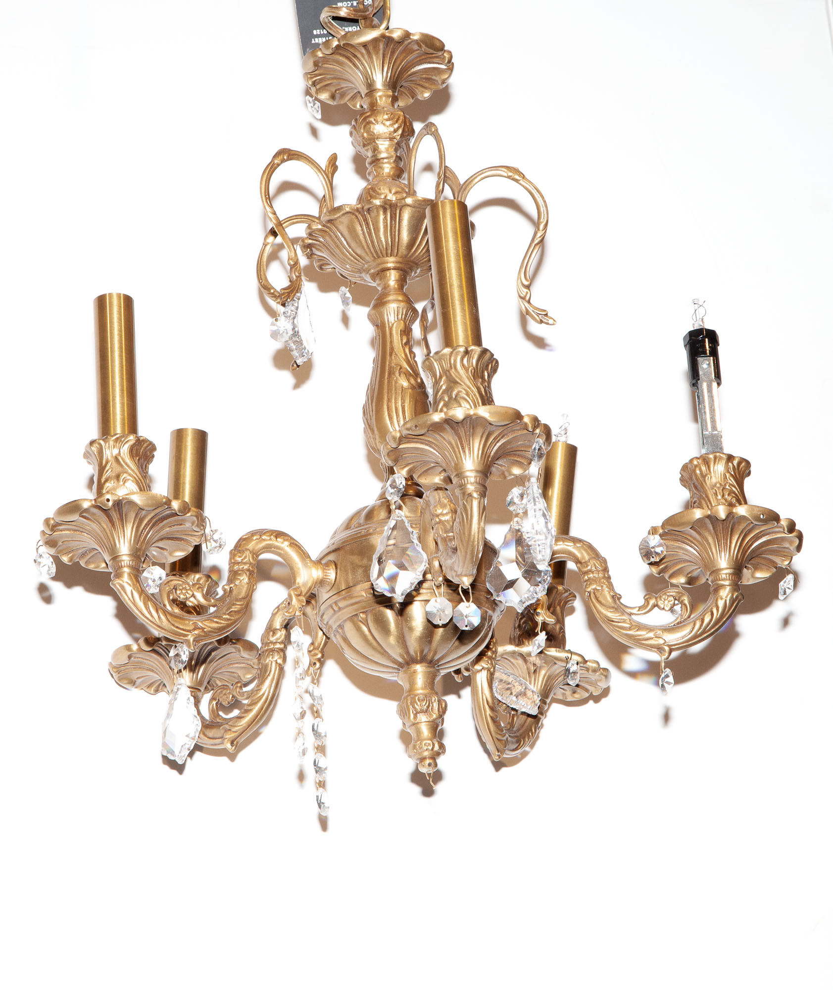 Lot image - Louis XVI Style Gilt-Metal Five-Light Chandelier