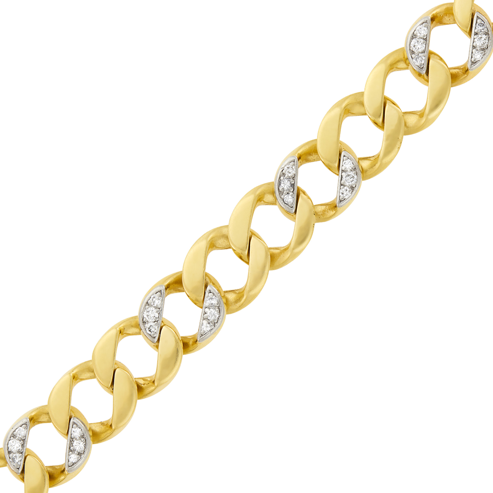 Lot image - Seaman Schepps Gold, Platinum and Diamond Curb Link Bracelet