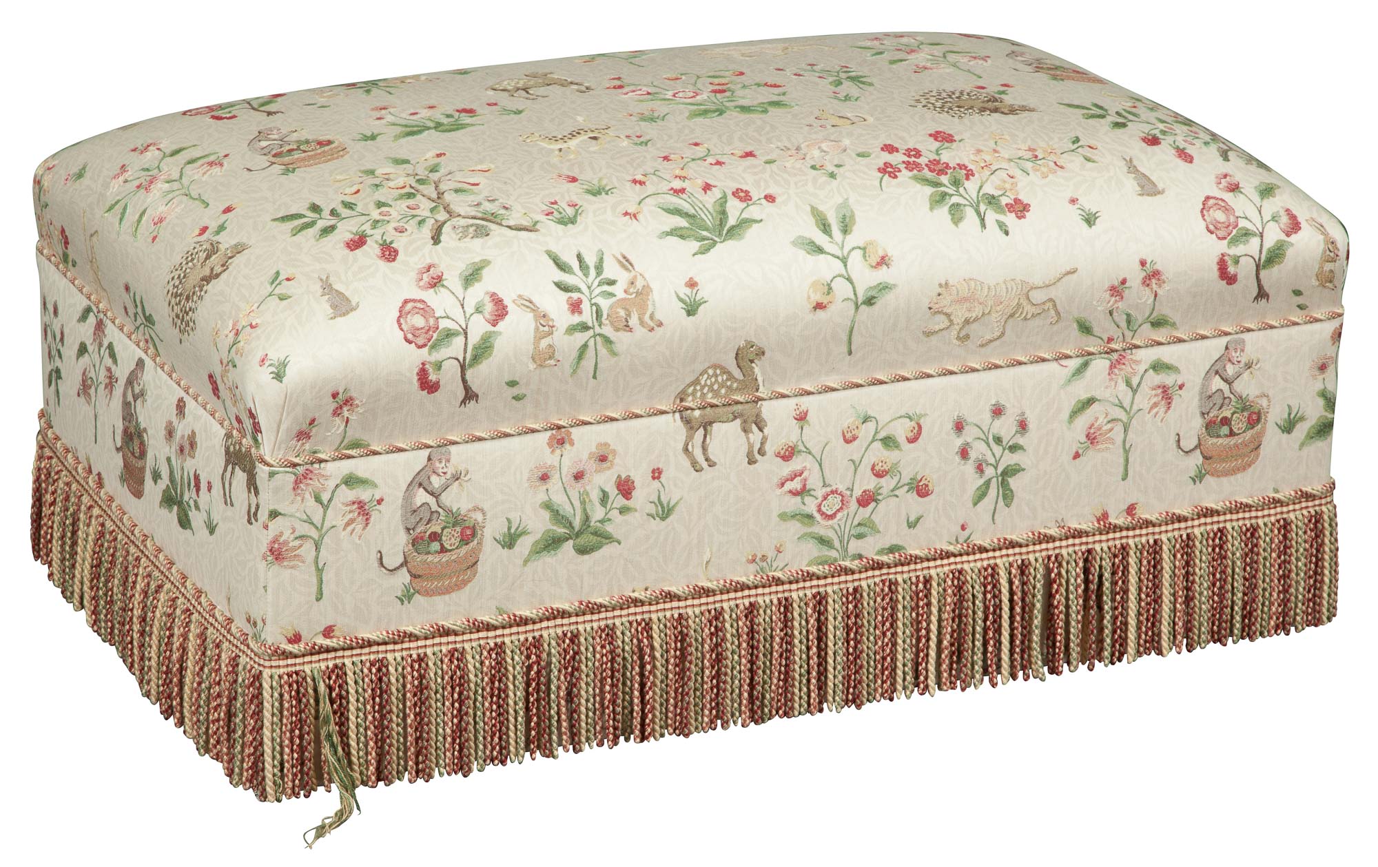 Lot image - Silk-Upholstered Ottoman