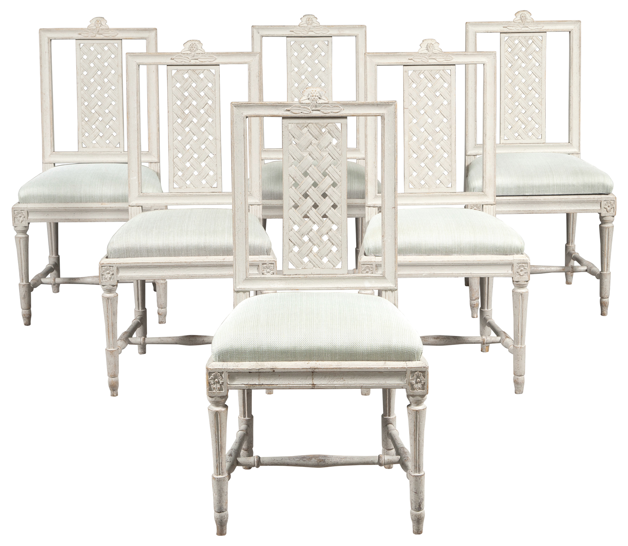 Lot image - Set of Six Swedish Neoclassical Painted Dining Chairs