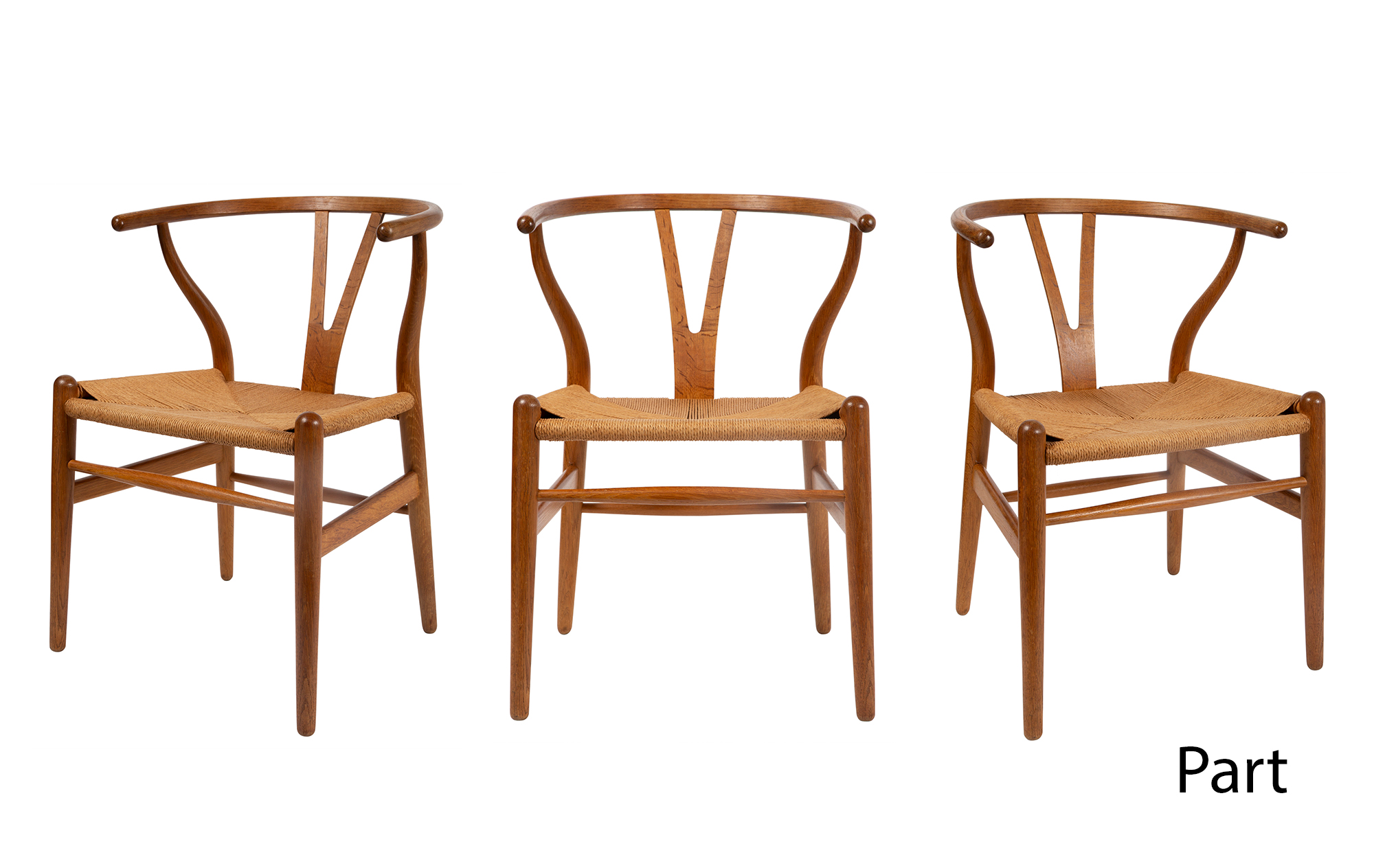Lot image - Set of Ten Hans Wegner Oak Wishbone Chairs