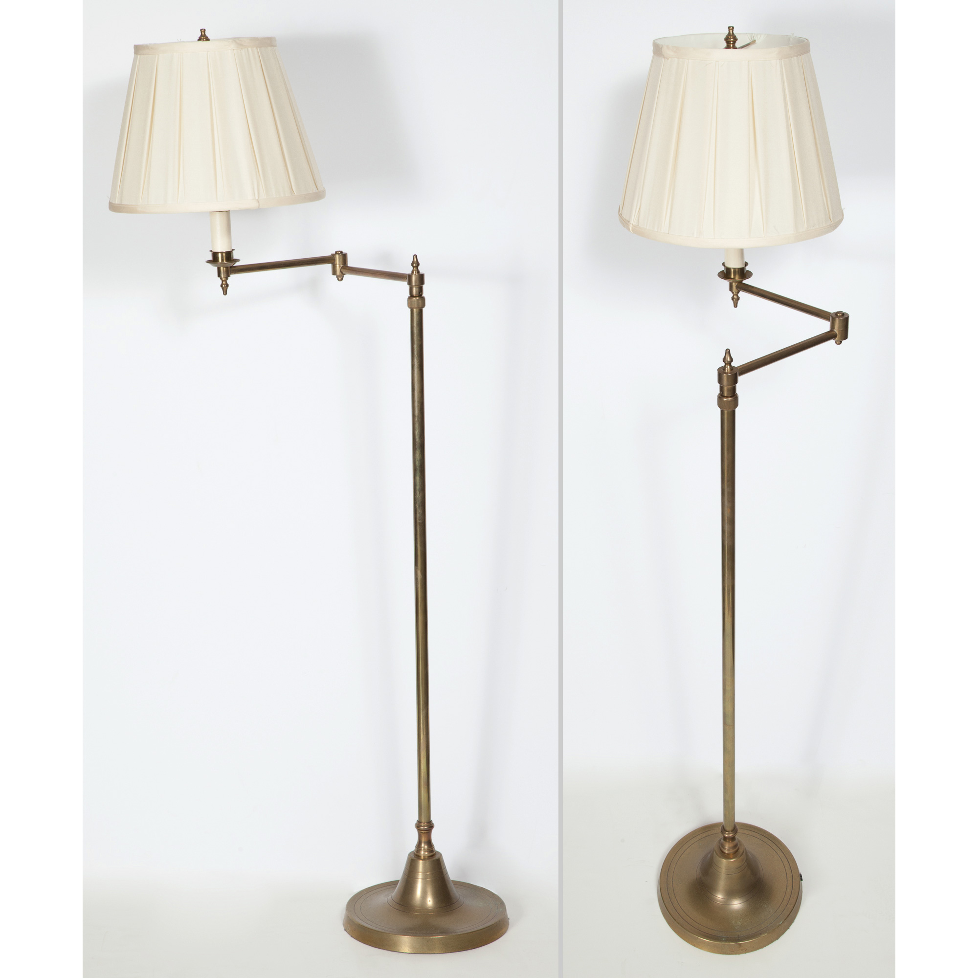Lot image - Pair of Brass Articulated Floor Lamps