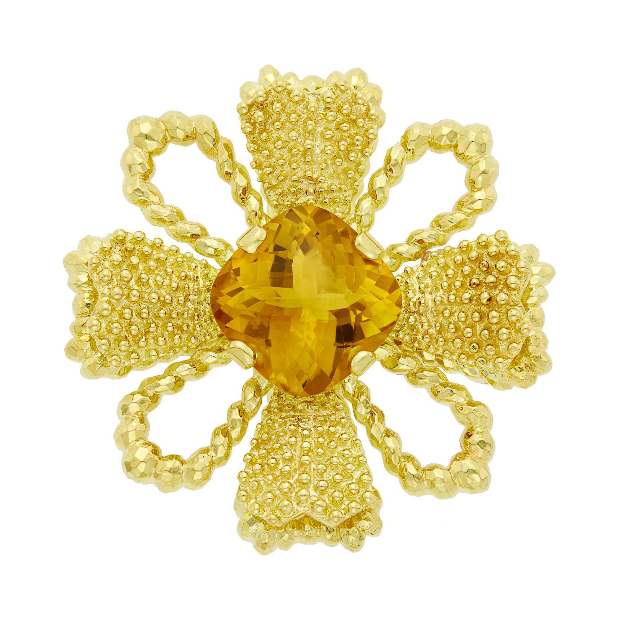 Lot image - Wander Gold and Citrine Pendant-Brooch, France