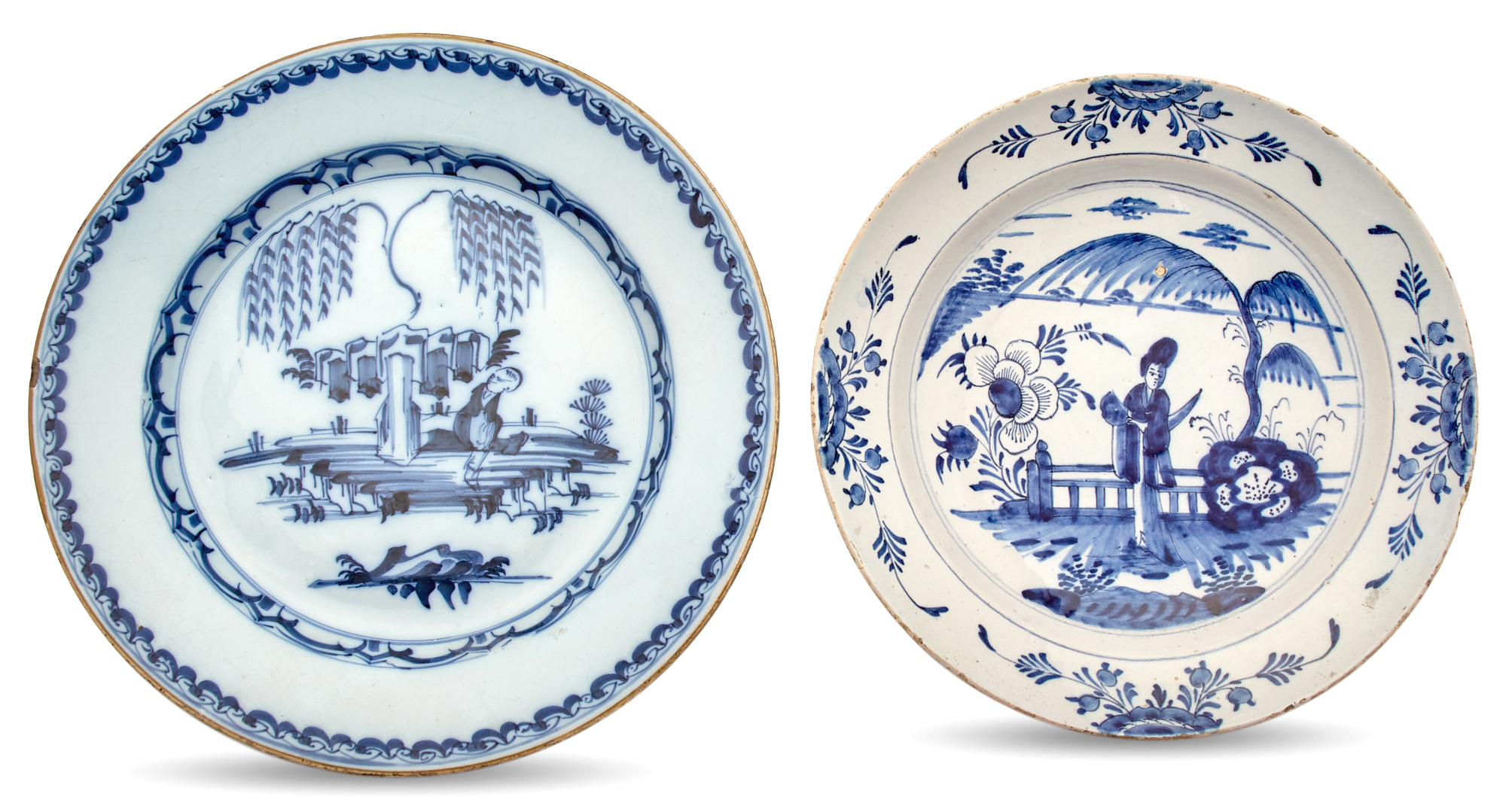 Lot image - Two Dutch Delft Blue and White Chargers