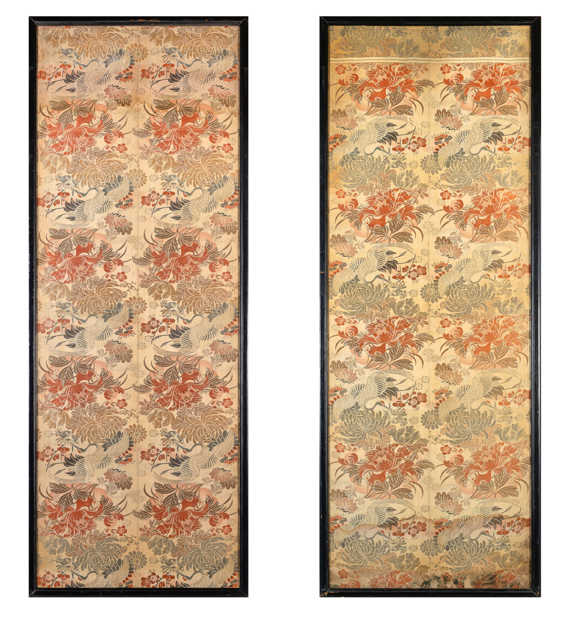 Lot image - A Pair of Japanese Embroidered Silk Panels
