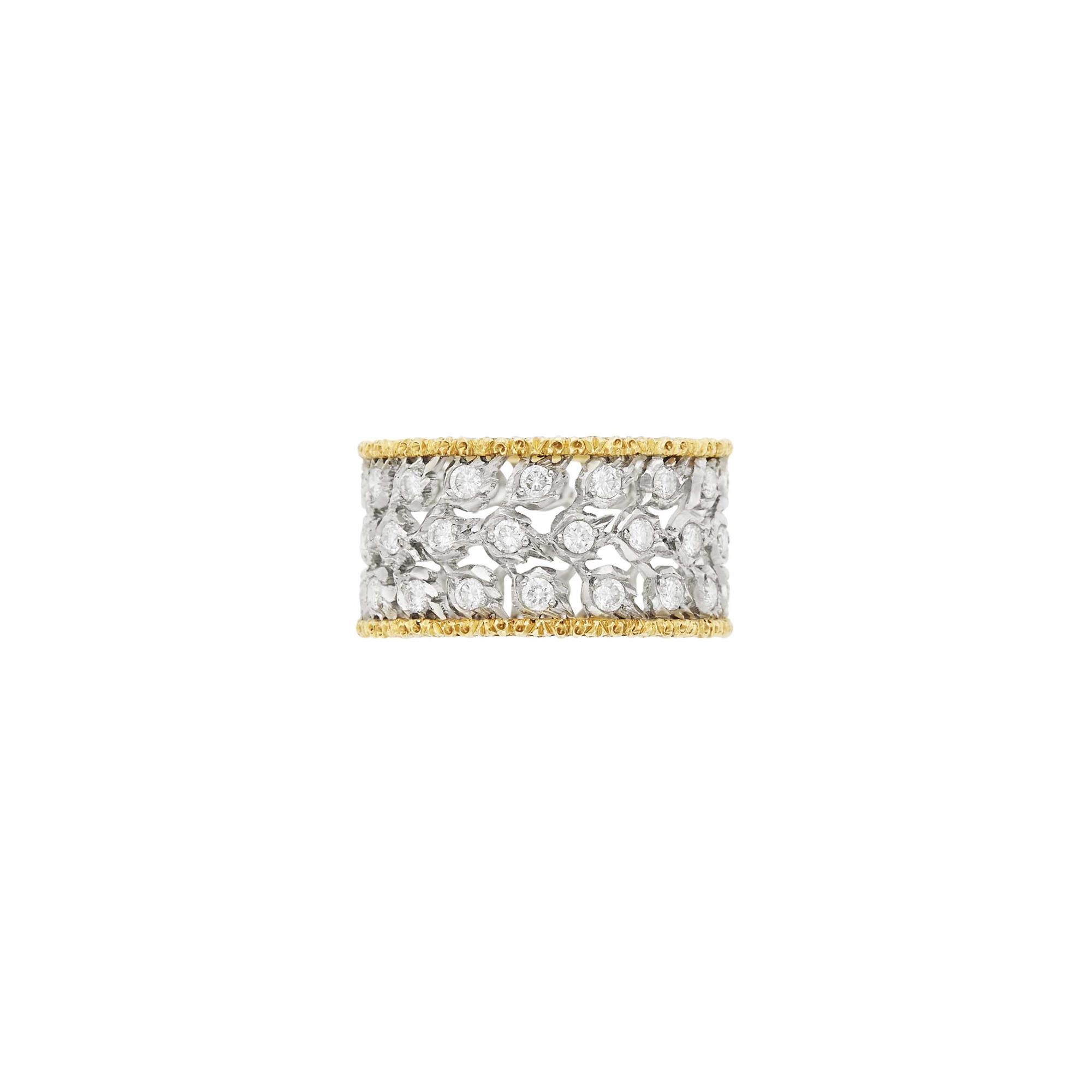 Lot image - Gianmaria Buccellatti Wide Two-Color Gold and Diamond Band Ring