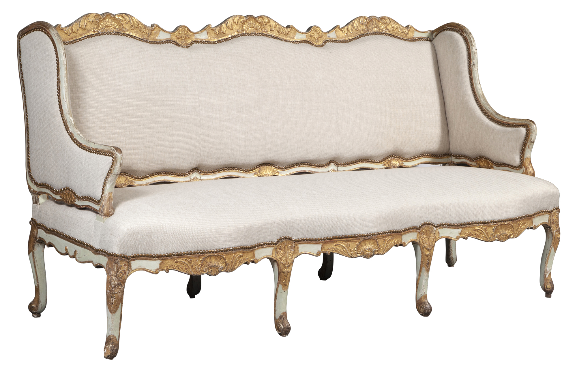 Lot image - Régence Painted and Parcel-Gilt Settee
