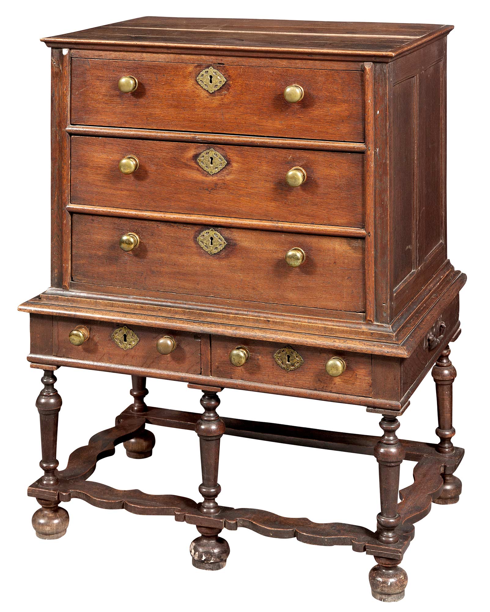 Lot image - William and Mary Oak Chest on Stand