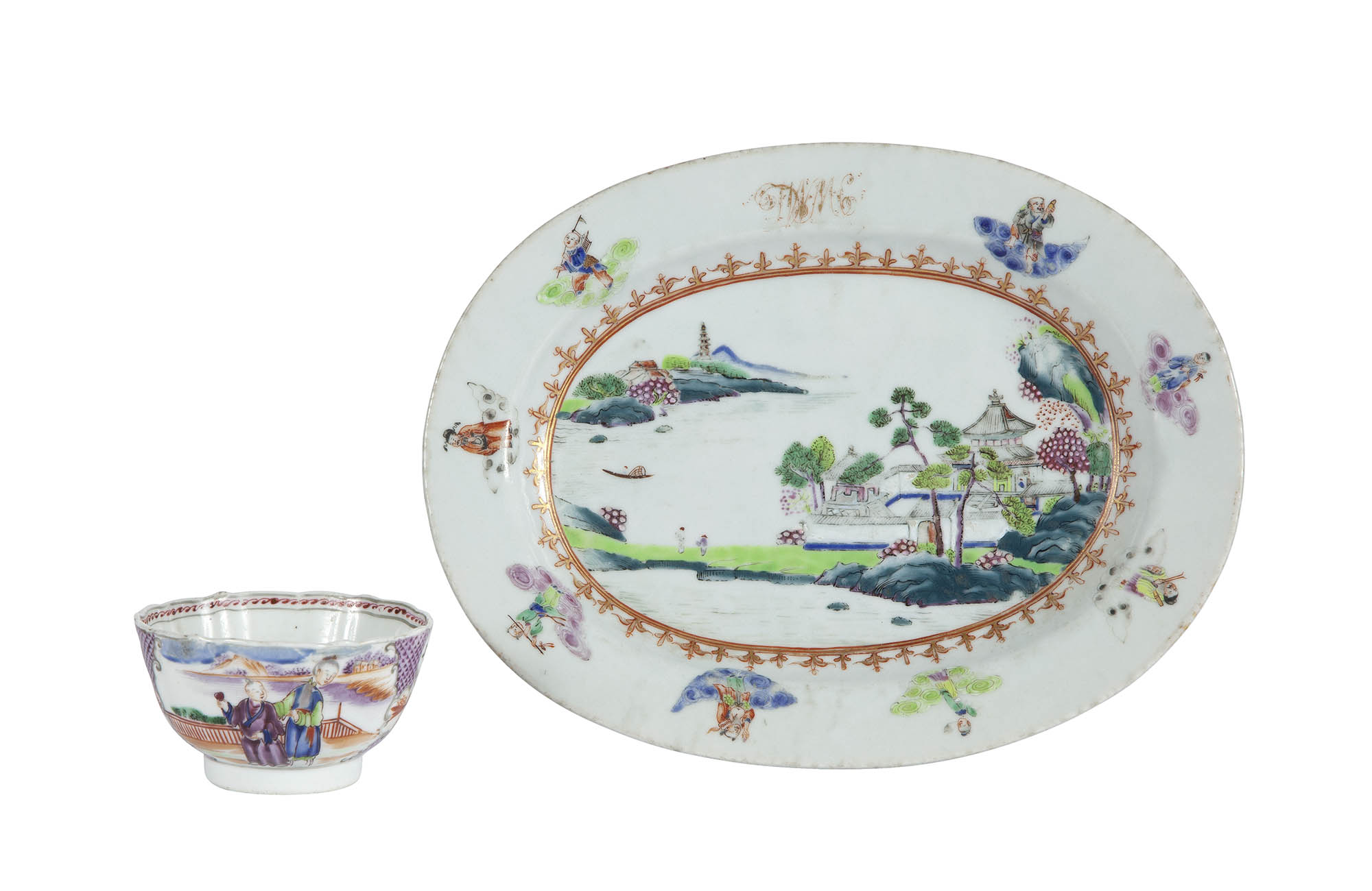 Lot image - Chinese Export Porcelain Platter from the De Witt and Maria Clinton Service