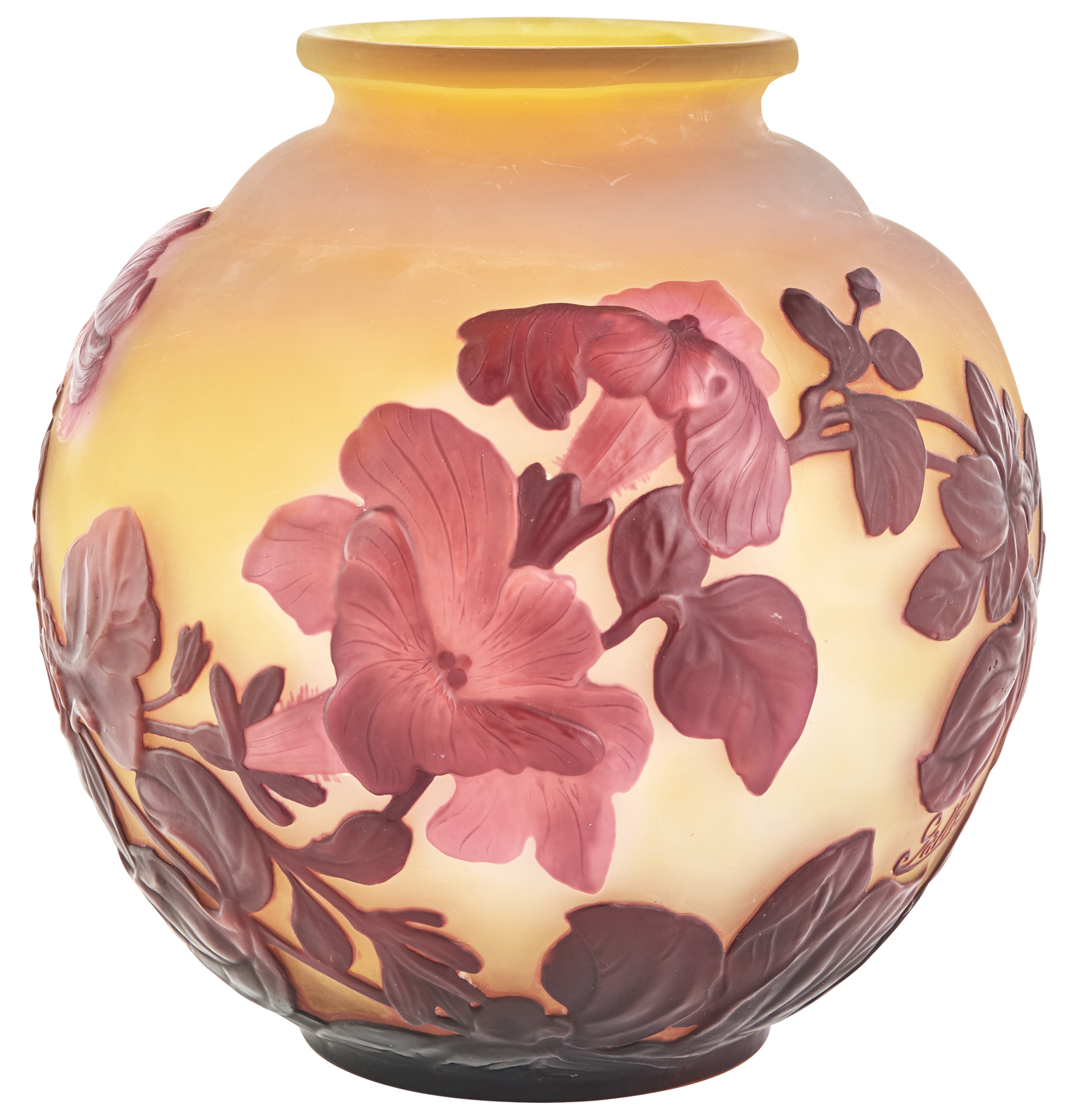 Lot image - Gallé Mold-Blown Cameo Glass Vase