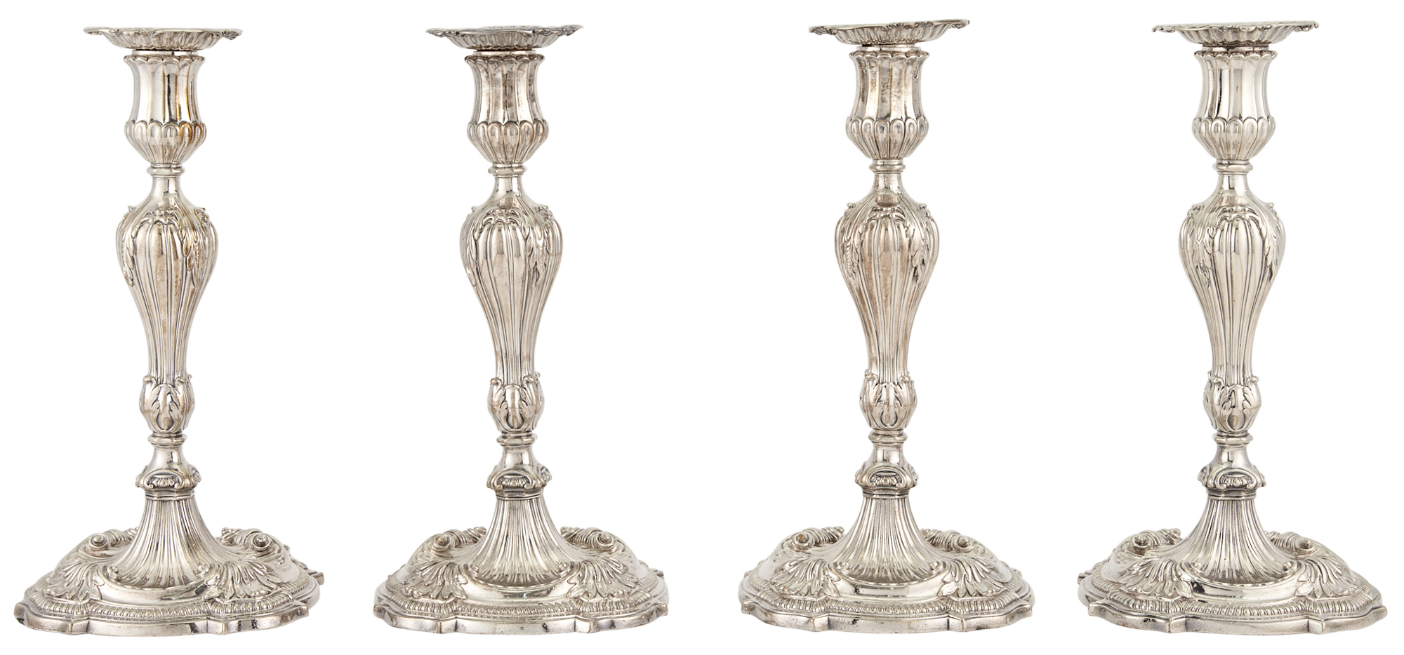 Lot image - Set of Four George III Sterling Silver Candlesticks