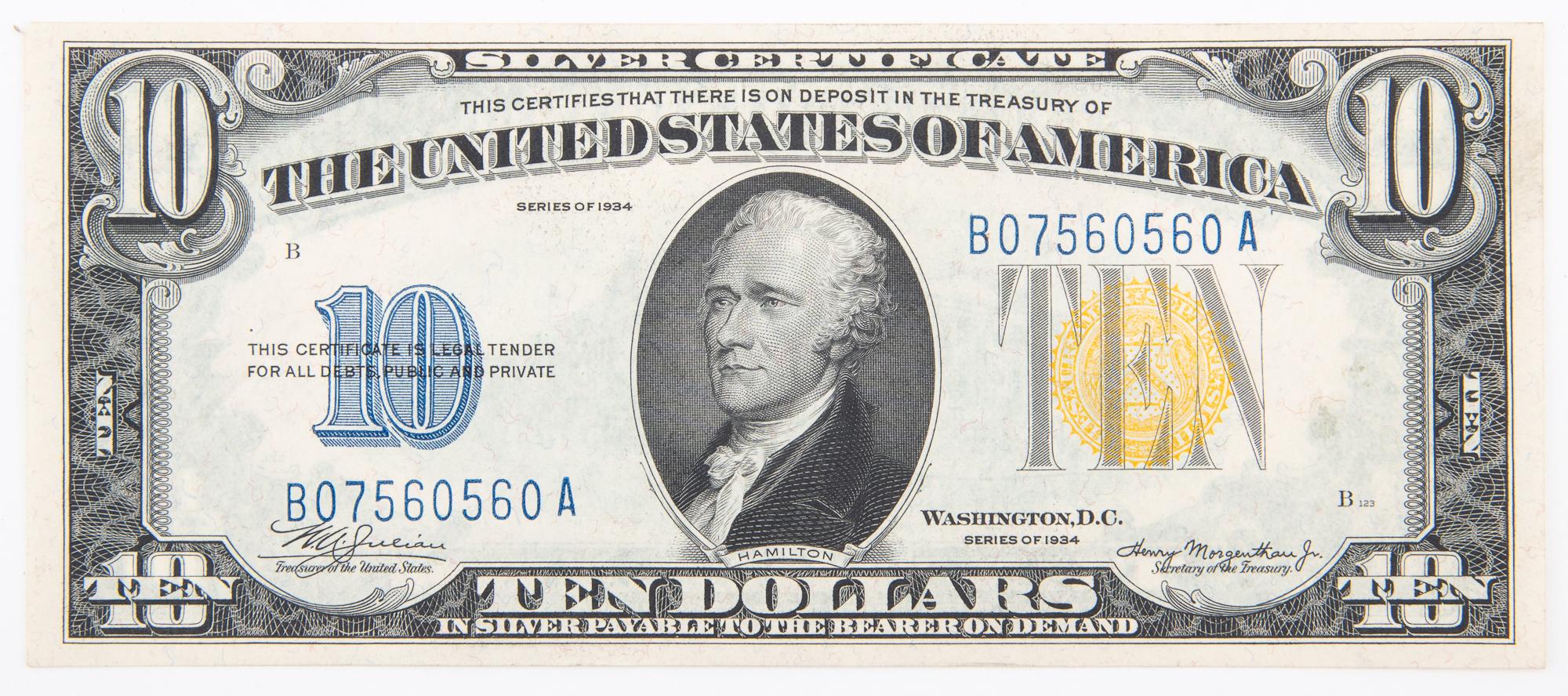 Lot image - United States 1934 $10 North Africa Emergency Banknote