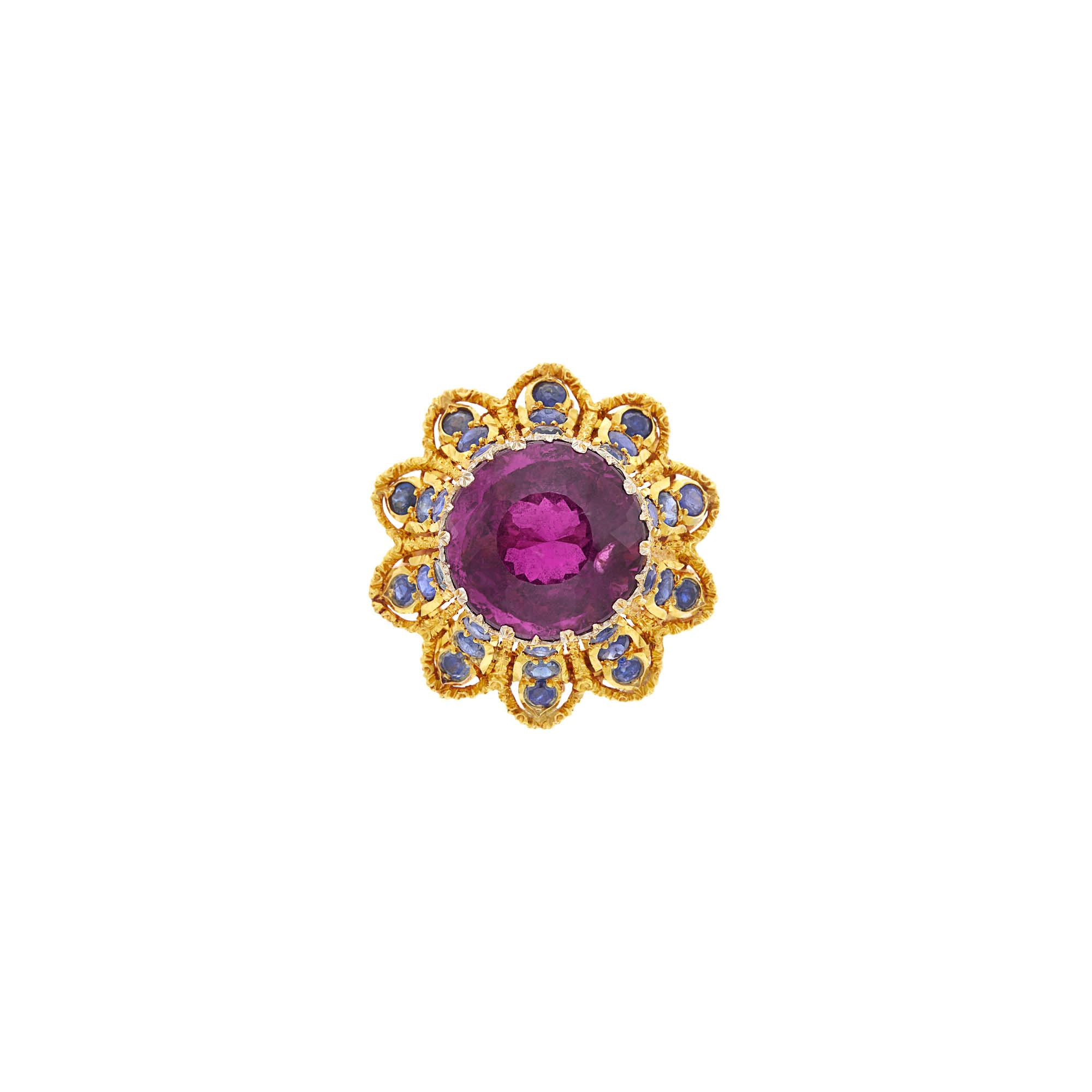 Lot image - Gianmaria Buccellati Two-Color Gold, Pink Tourmaline and Sapphire Ring