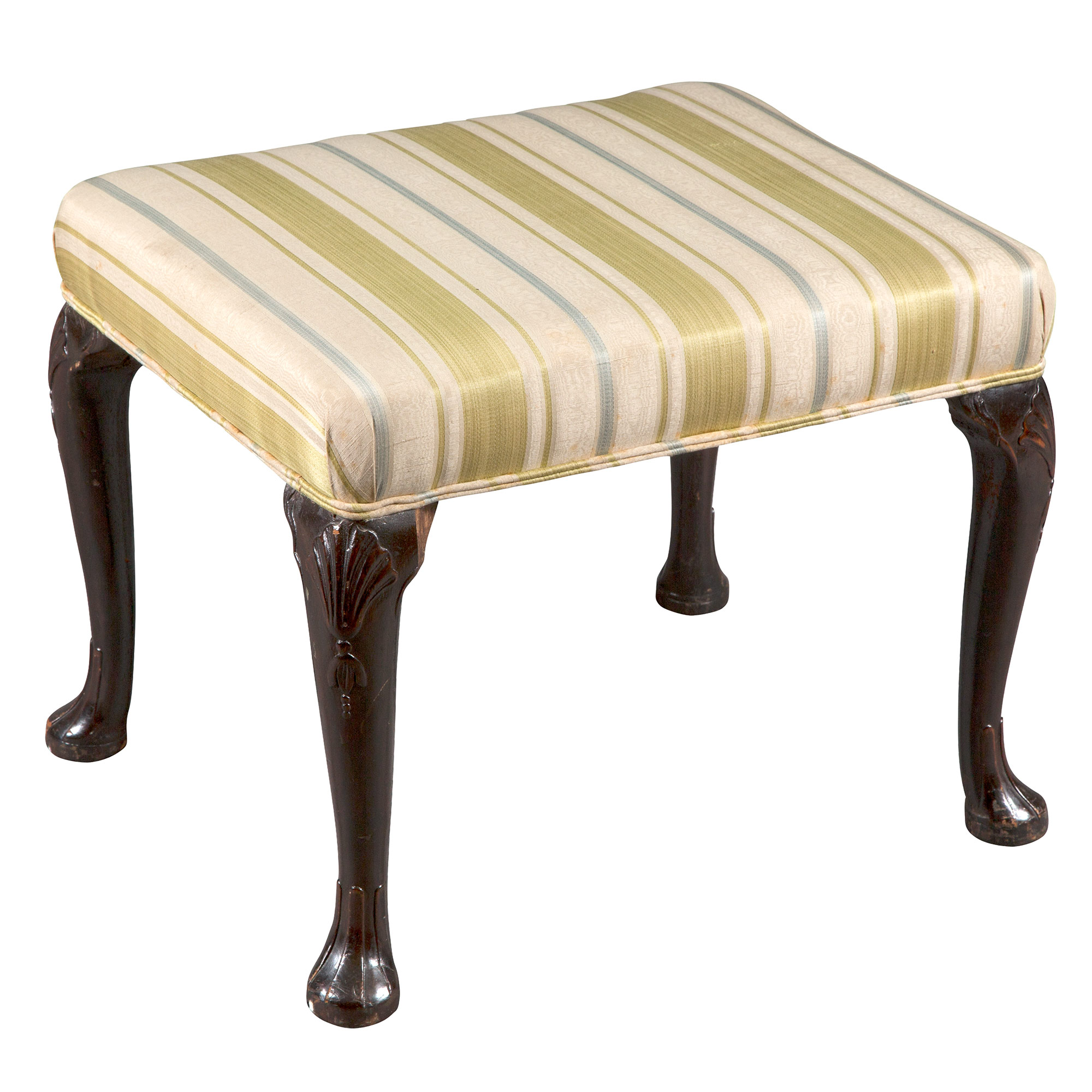 Lot image - George II Upholstered Mahogany Stool