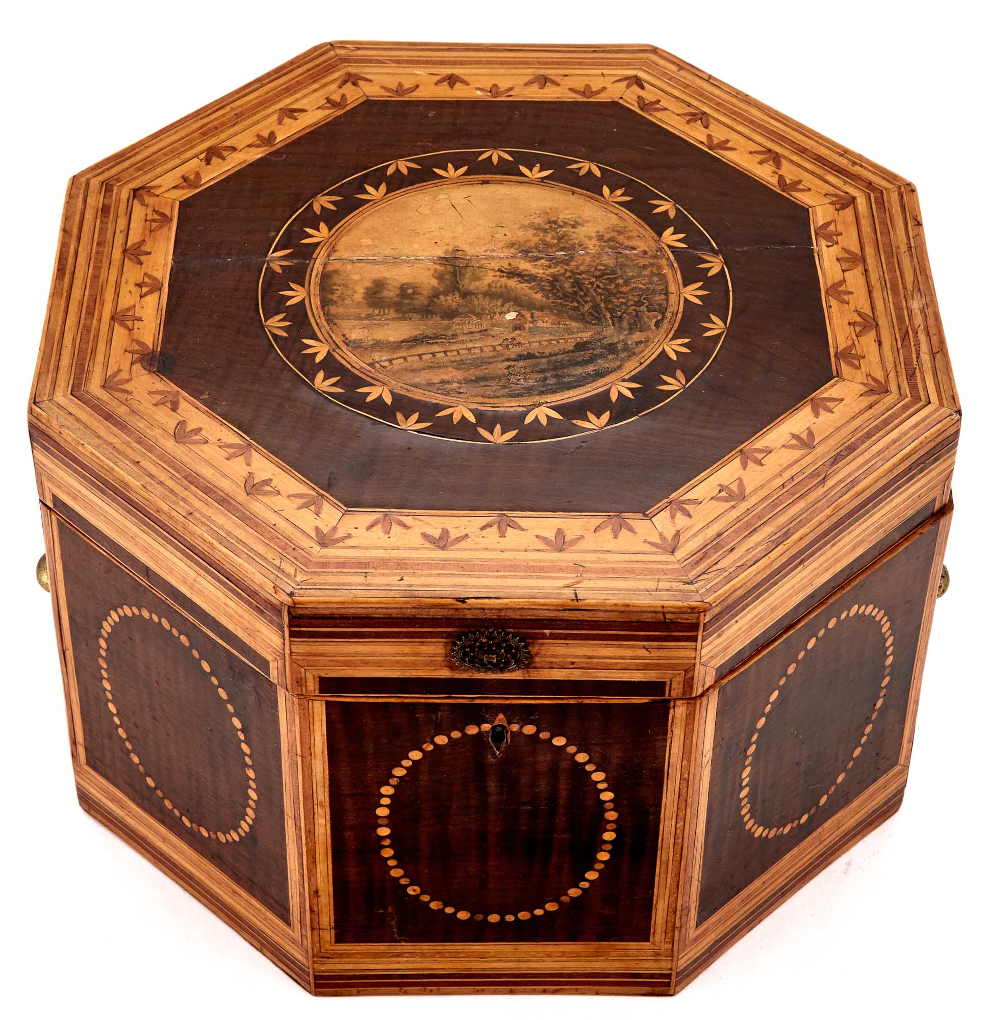 Lot image - George III Inlaid Harewood and Satinwood Work Box