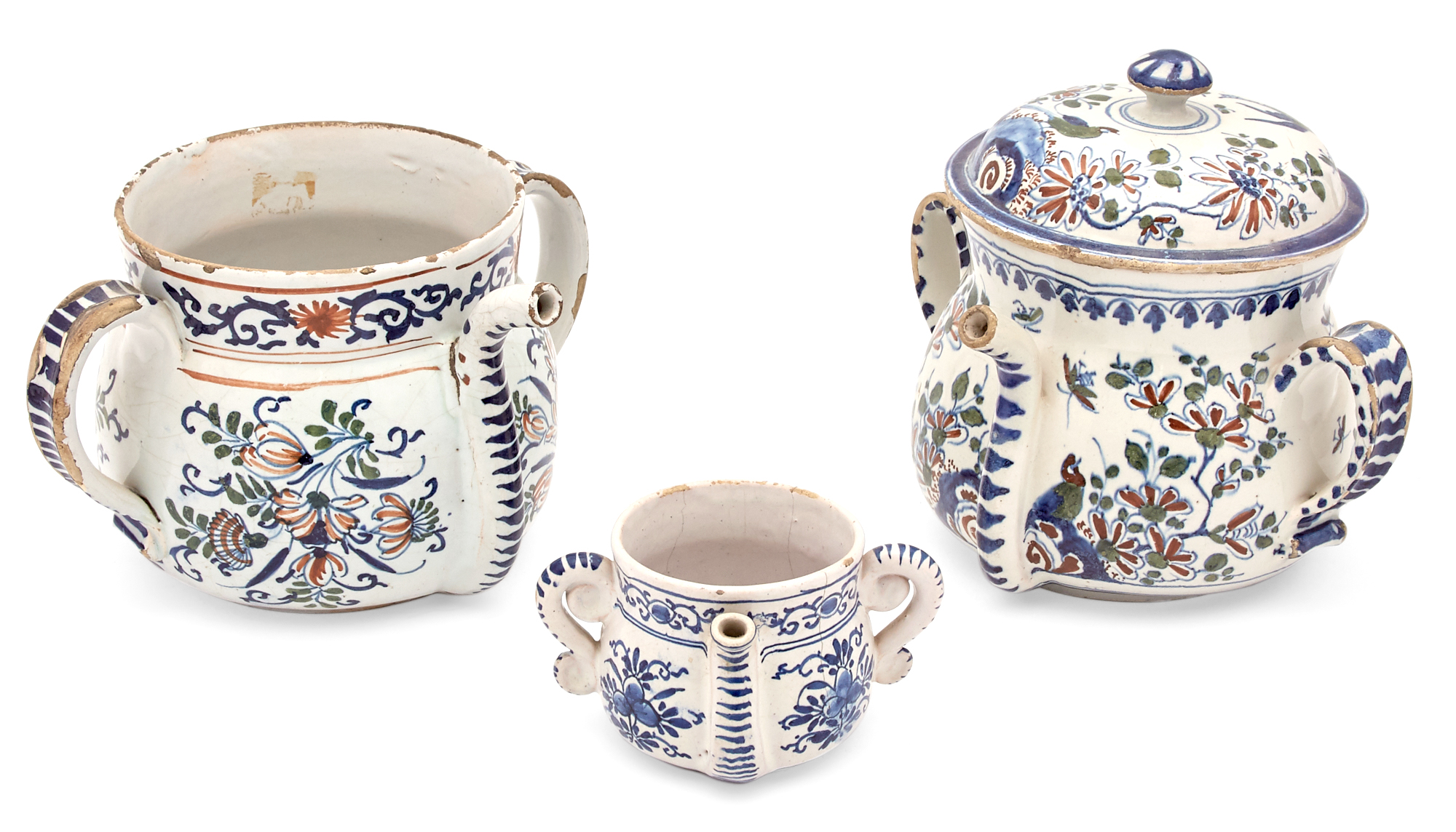 Lot image - Three Delft Posset Pots