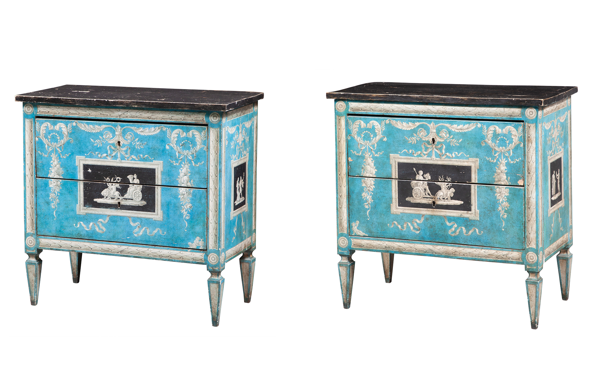 Lot image - Pair of Italian Neoclassical Style Painted Commodes