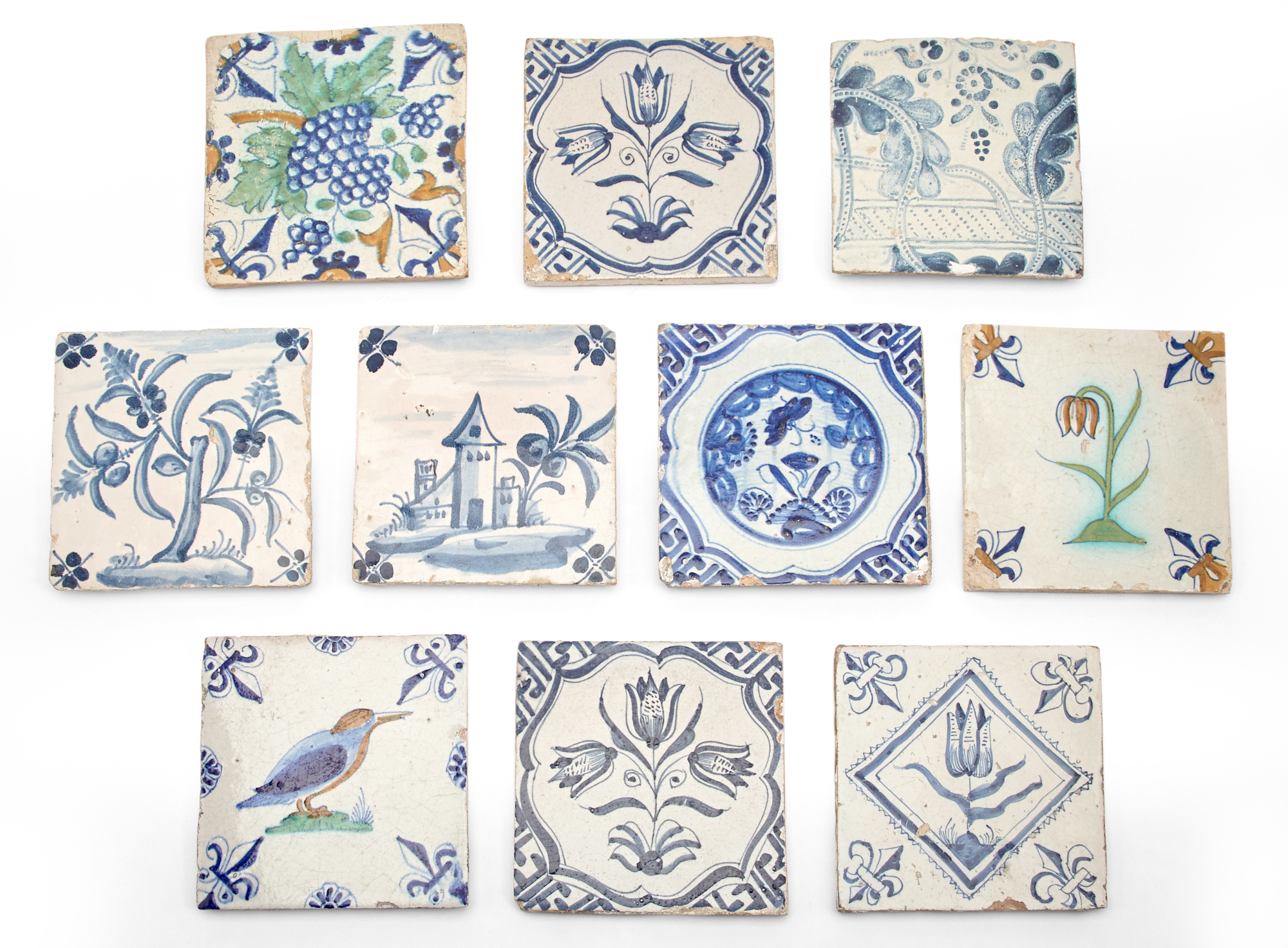 Lot image - Group of Ten Dutch Delft Tiles