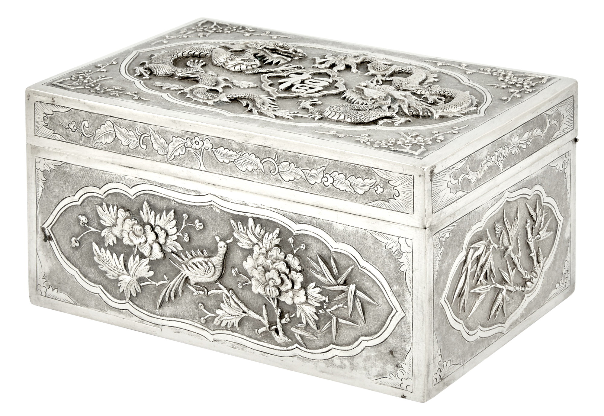 Lot image - Chinese Export Silver Table Cigar Box