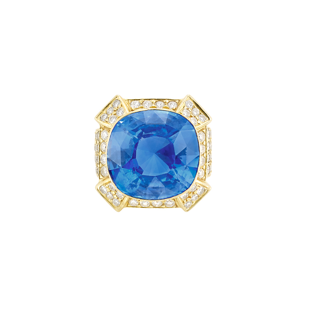 Lot image - Gold, Sapphire and Diamond Ring
