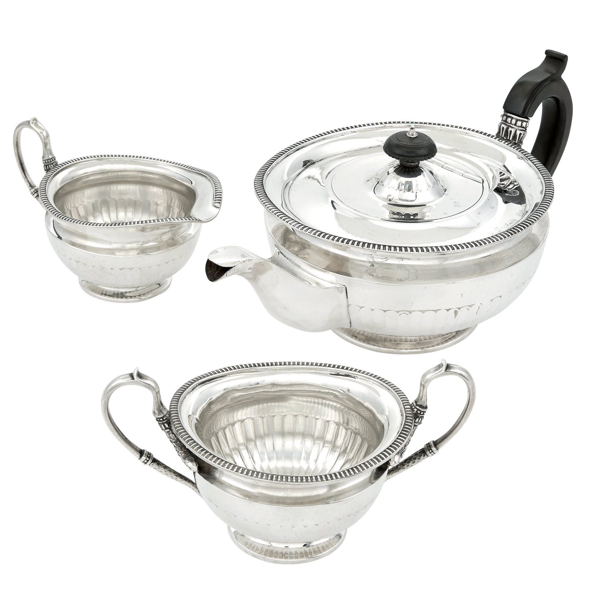 Lot image - Scottish Regency Style Sterling Silver Three-Piece Tea Service
