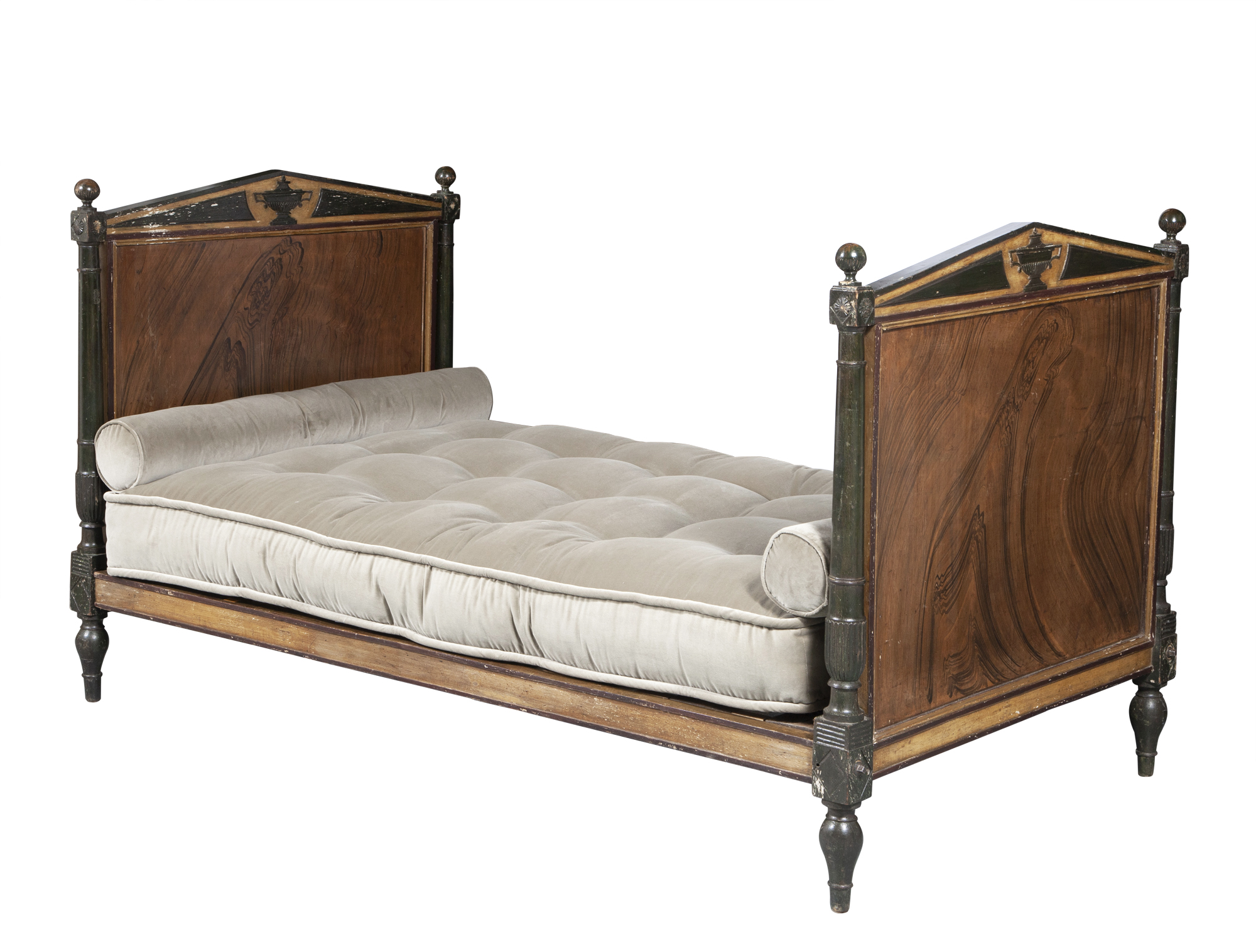 Lot image - Directoire Painted and Faux Grain Painted Wood Daybed