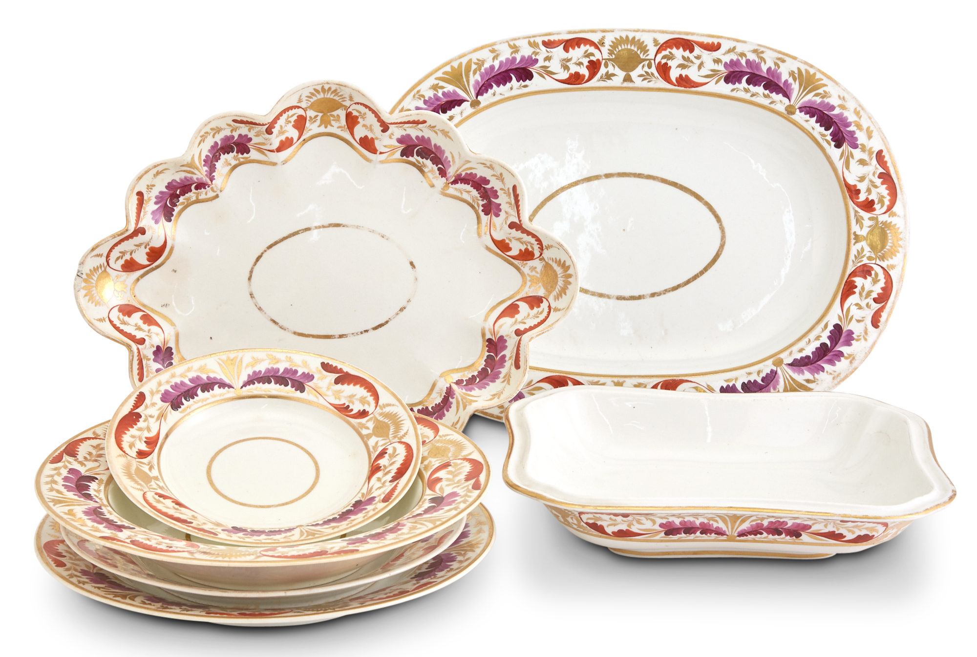 Lot image - Assembled Derby Porcelain Gilt Decorated Dinner Service