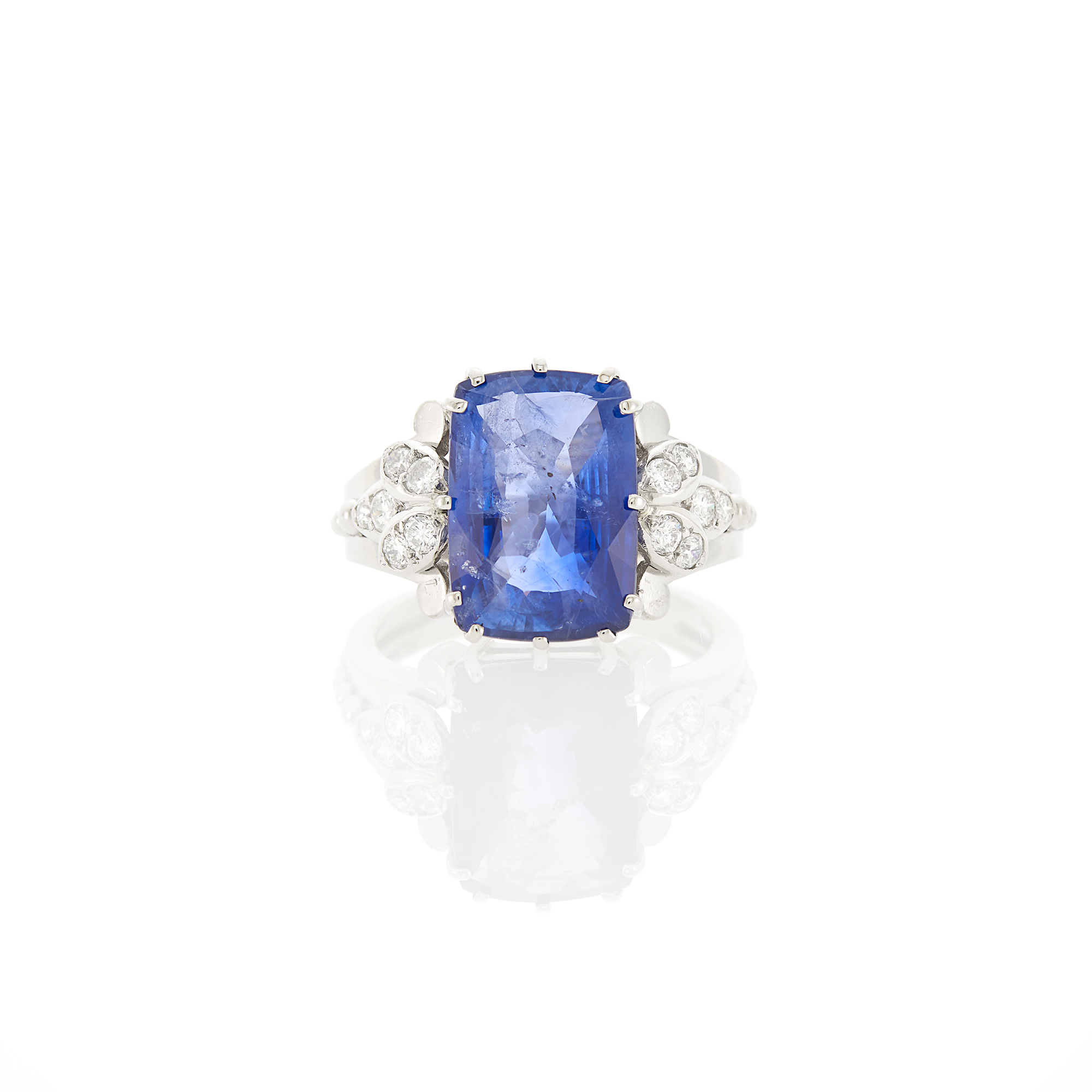 Lot image - Platinum, Sapphire and Diamond Ring