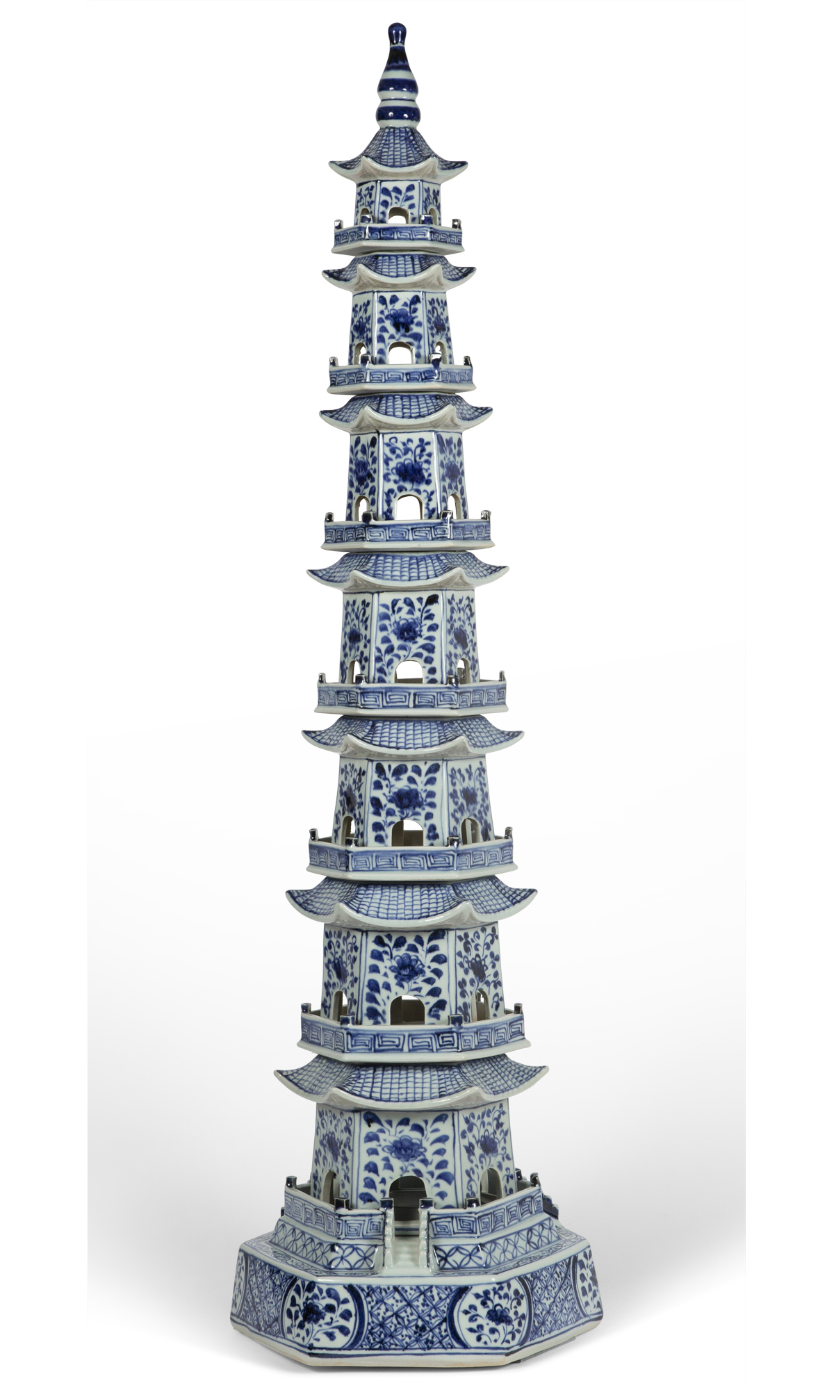 Lot image - Chinese Blue and White Porcelain Model of a Pagoda