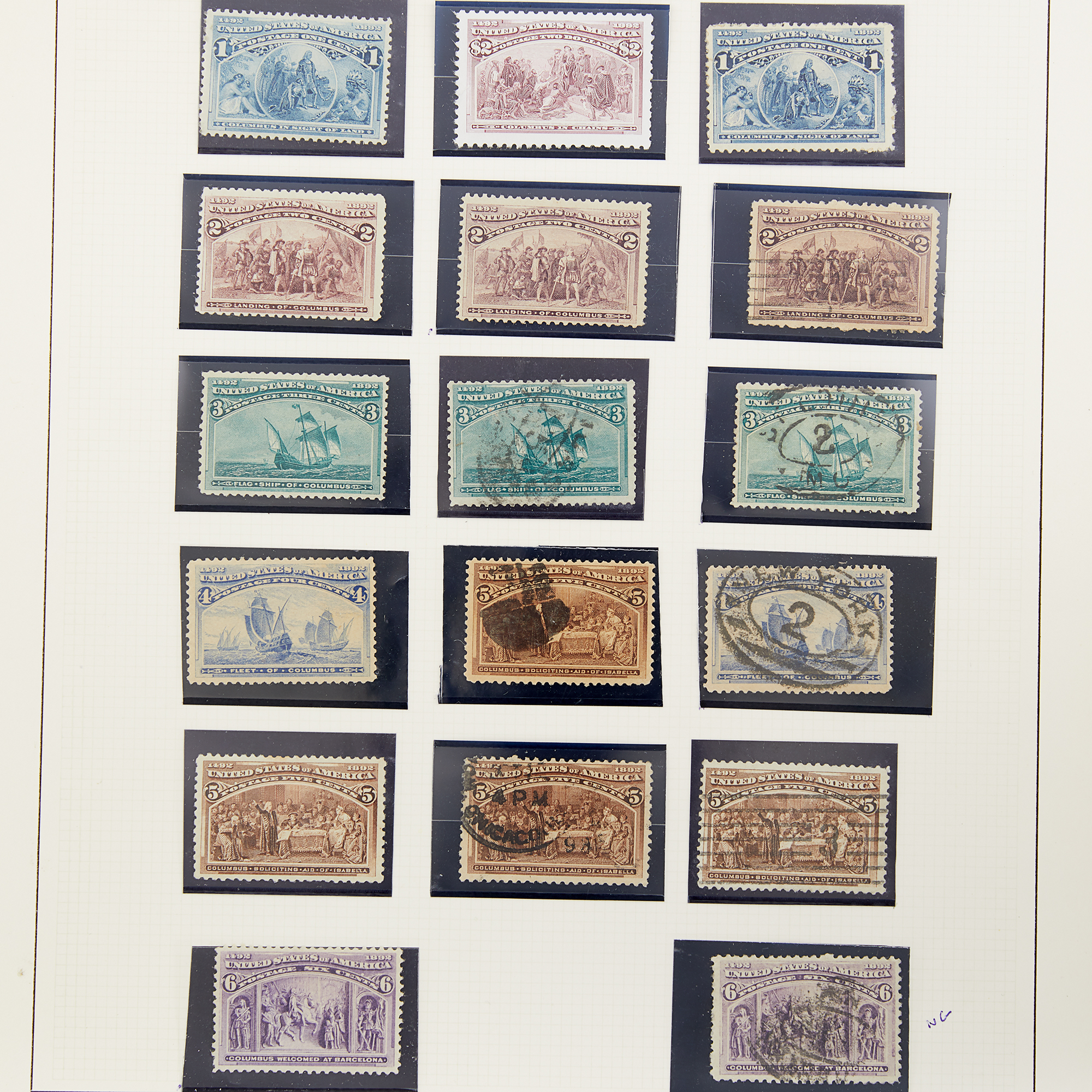 Lot image - United States 1893 Columbian Series 1c to $5 Values