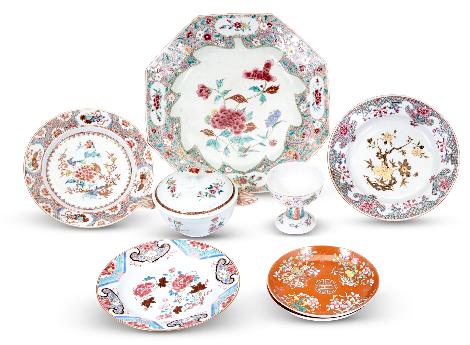 Lot image - A Group of Chinese Export Enameled Porcelain Articles