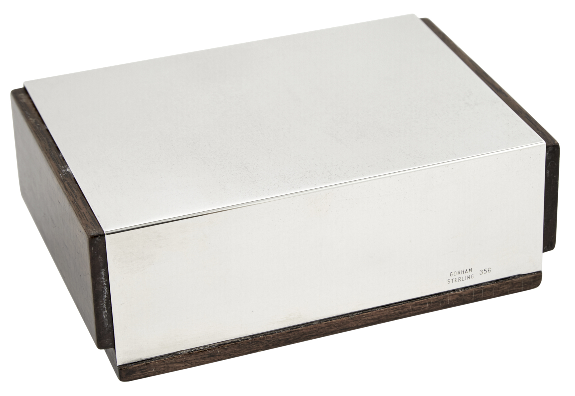 Lot image - Gorham Sterling Silver and Stained Wood Table Cigarette Box