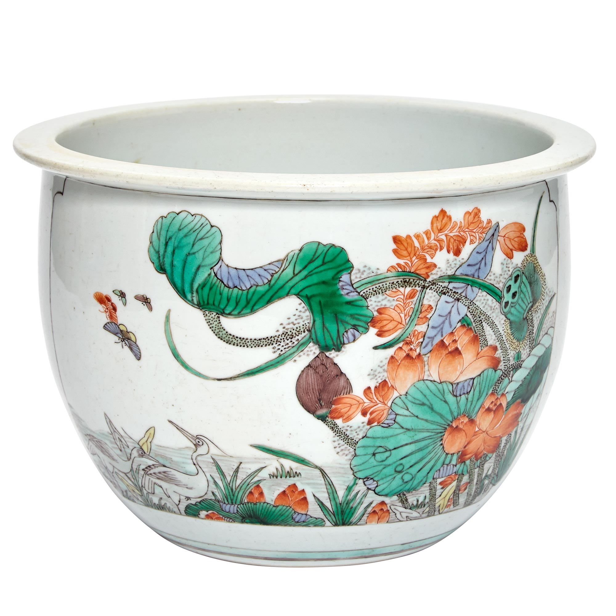 Lot image - Chinese Famille Verte Glazed Porcelain Jardiniere