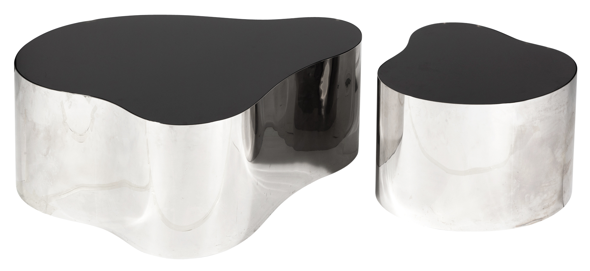 Lot image - Pair of Karl Springer Stainless Steel and Glass Free Form