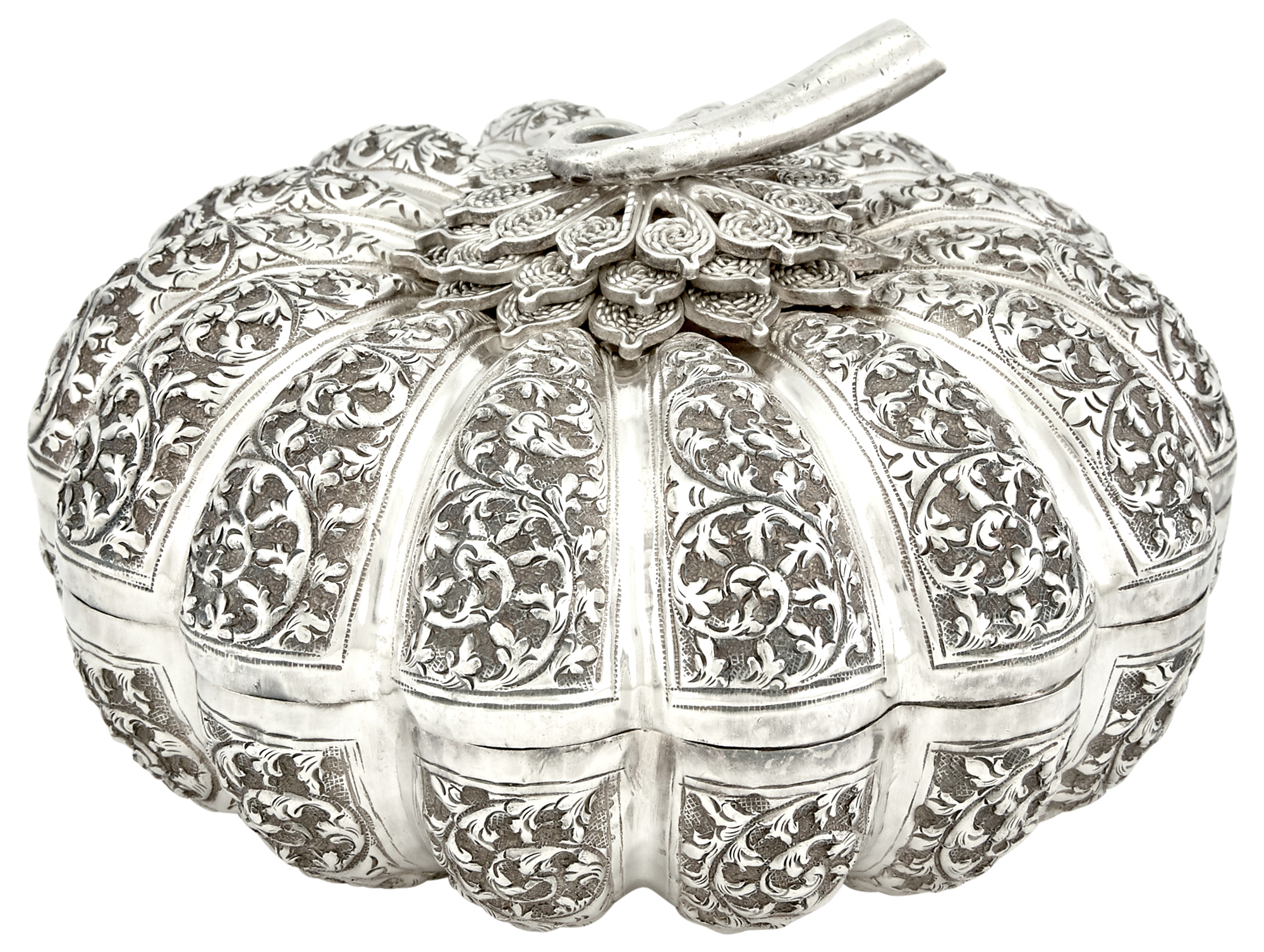 Lot image - Chinese Export Silver Pumpkin-Form Box
