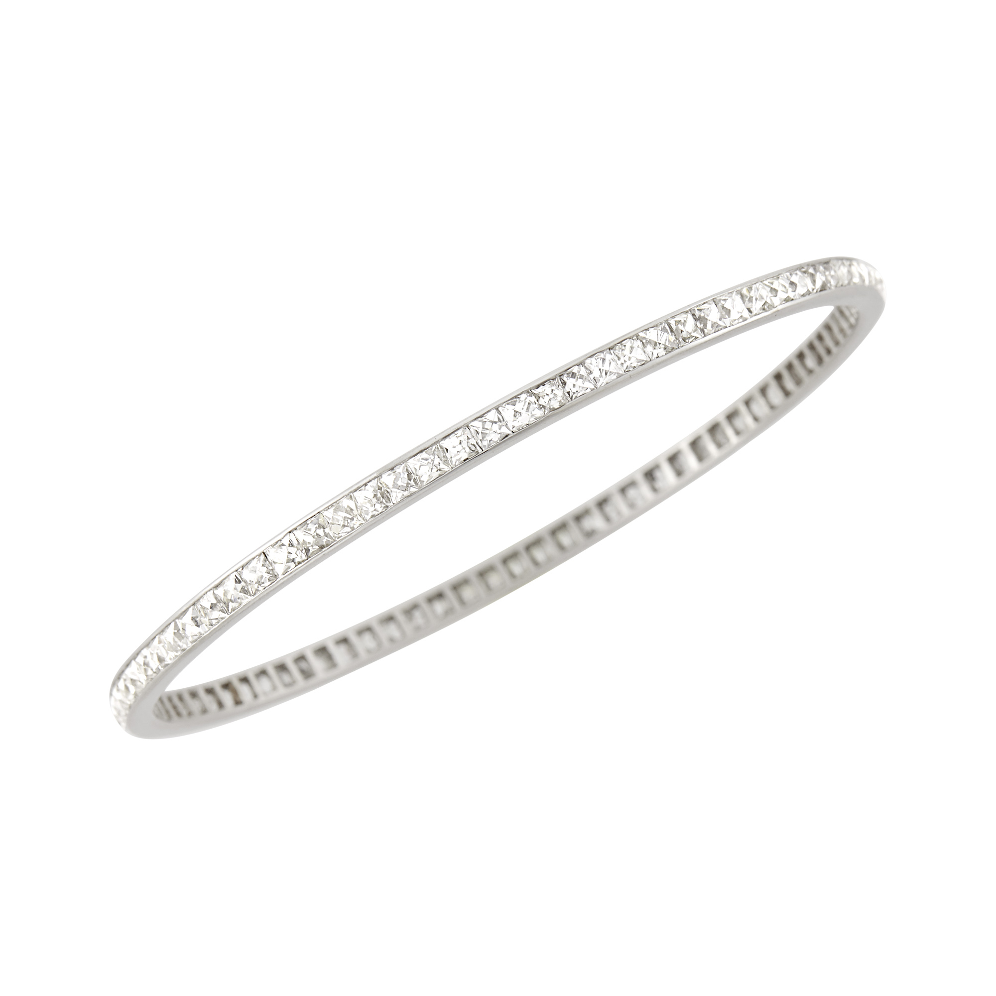 Lot image - Platinum and Diamond Bangle Bracelet