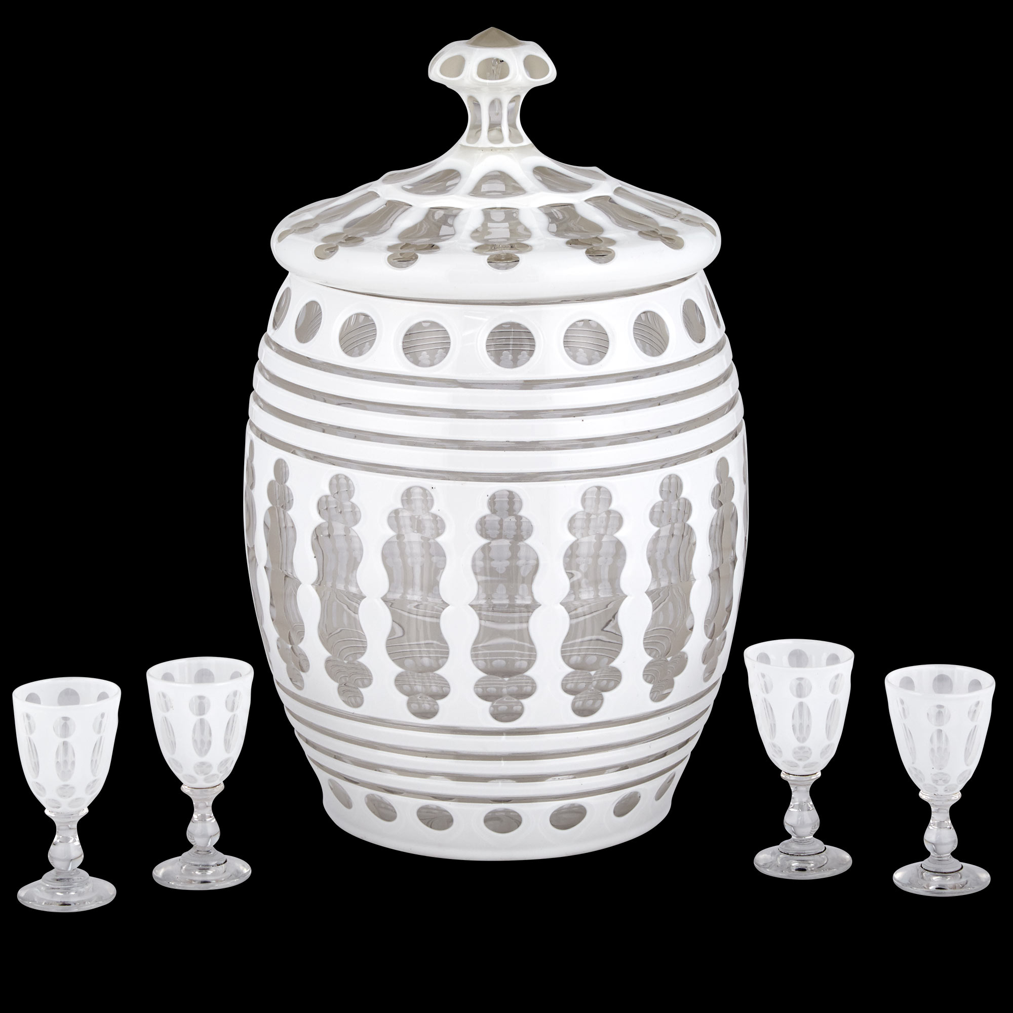 Lot image - Russian Cased Glass Punch Bowl and Cover