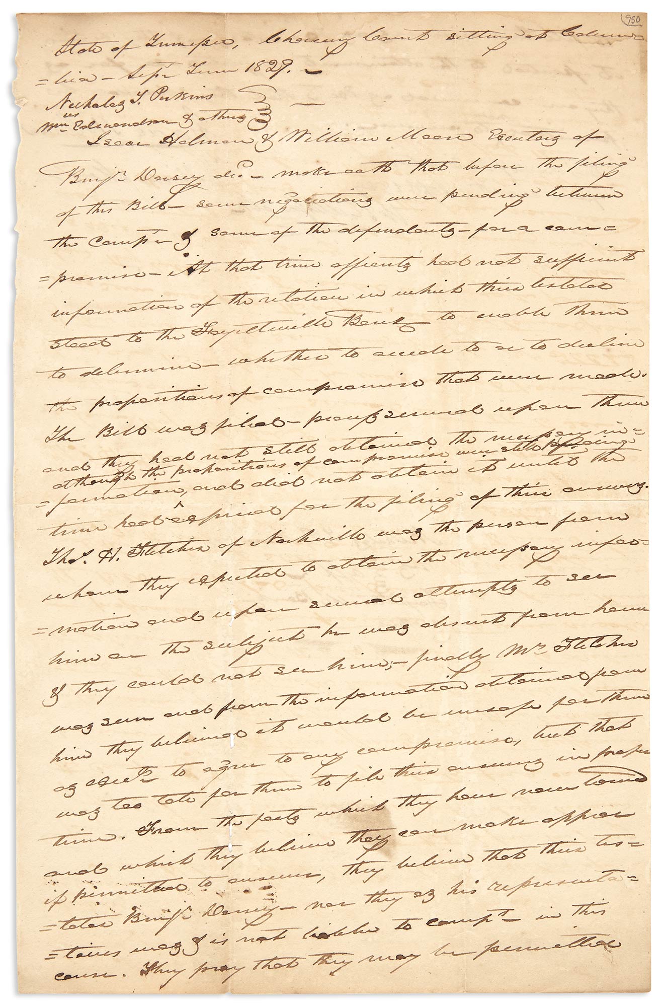 Lot image - POLK, JAMES  Manuscript legal document in Polks hand.