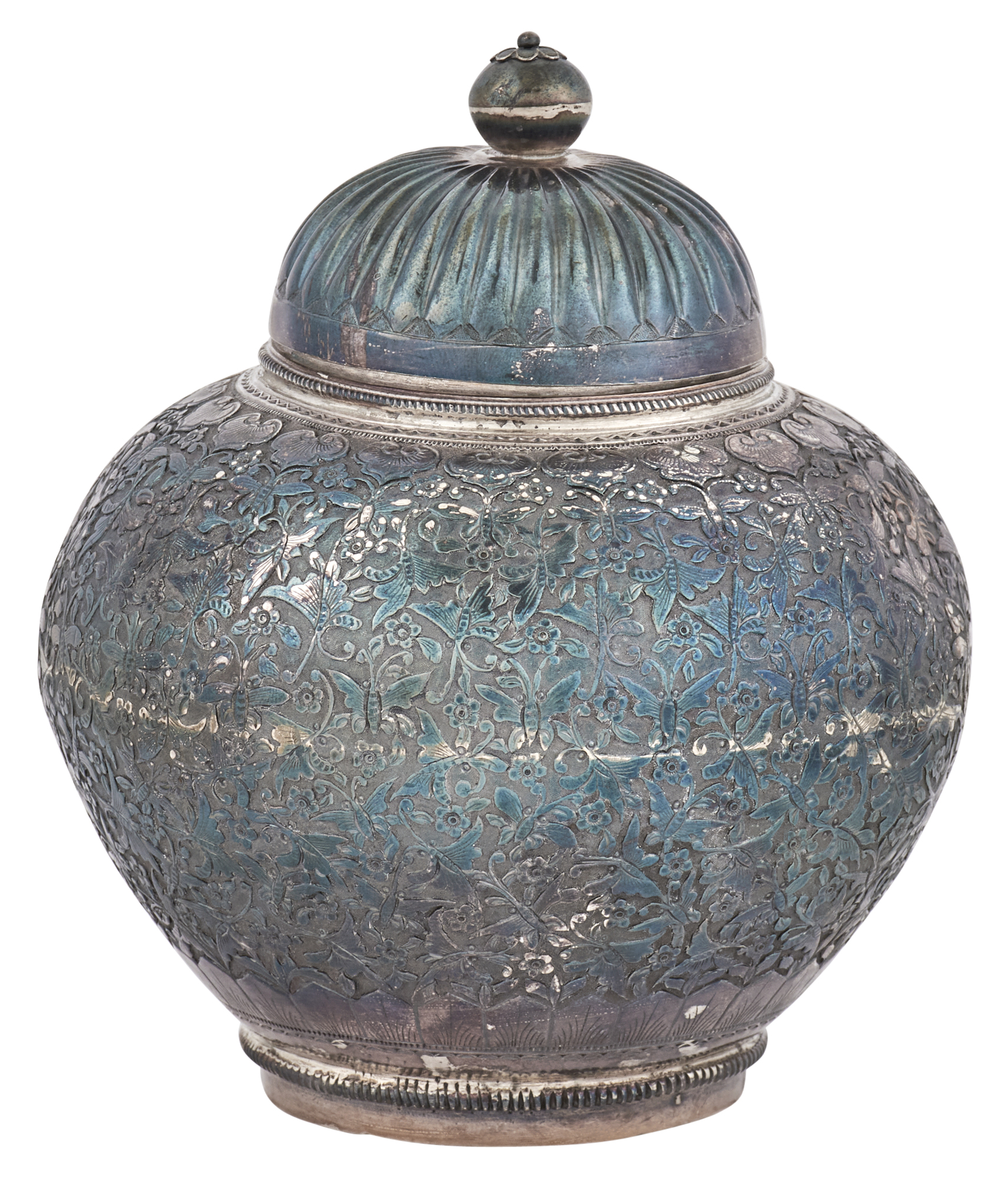Lot image - Chinese Export Silver Jar and Cover