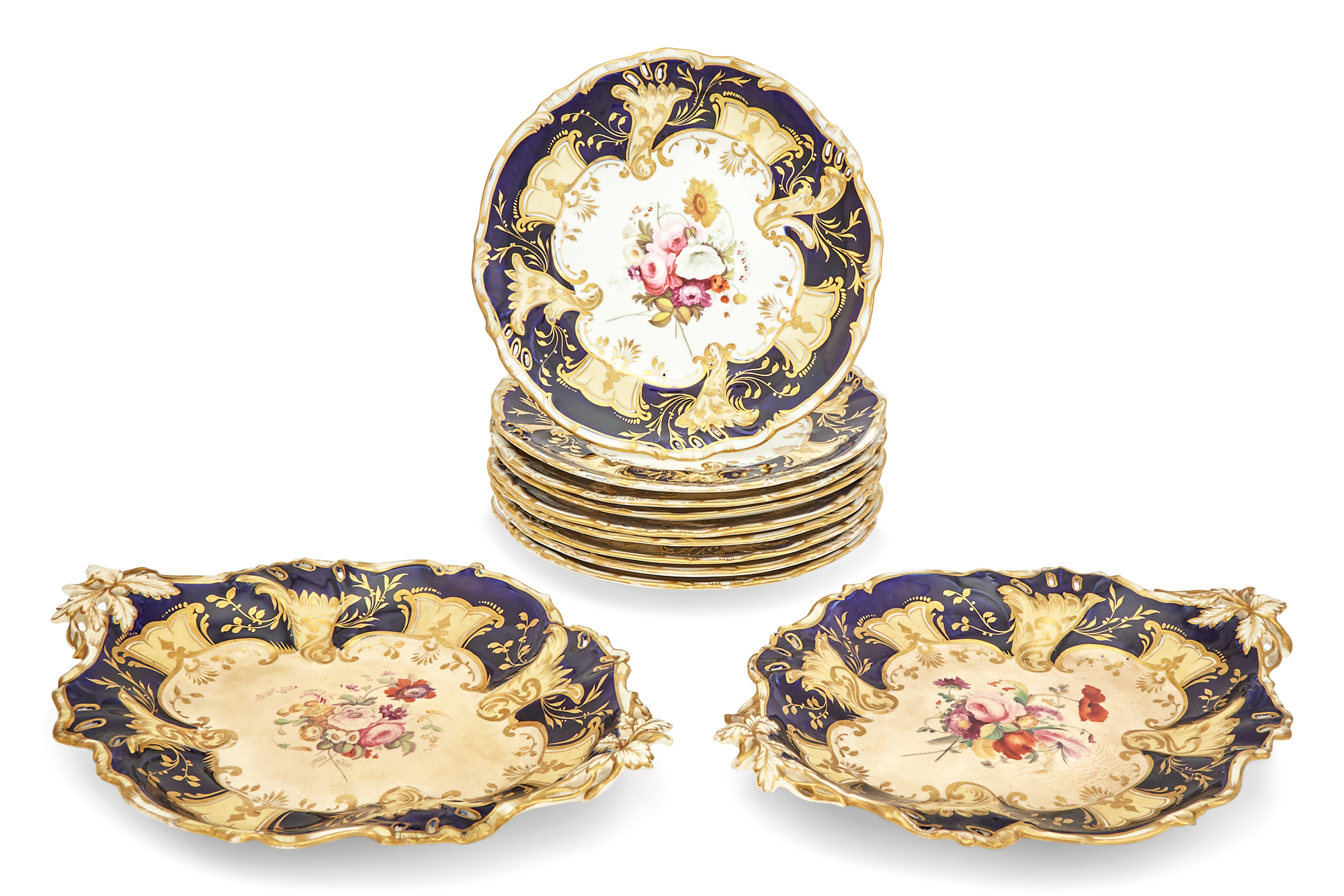 Lot image - Set of Nine English Porcelain Dessert Plates