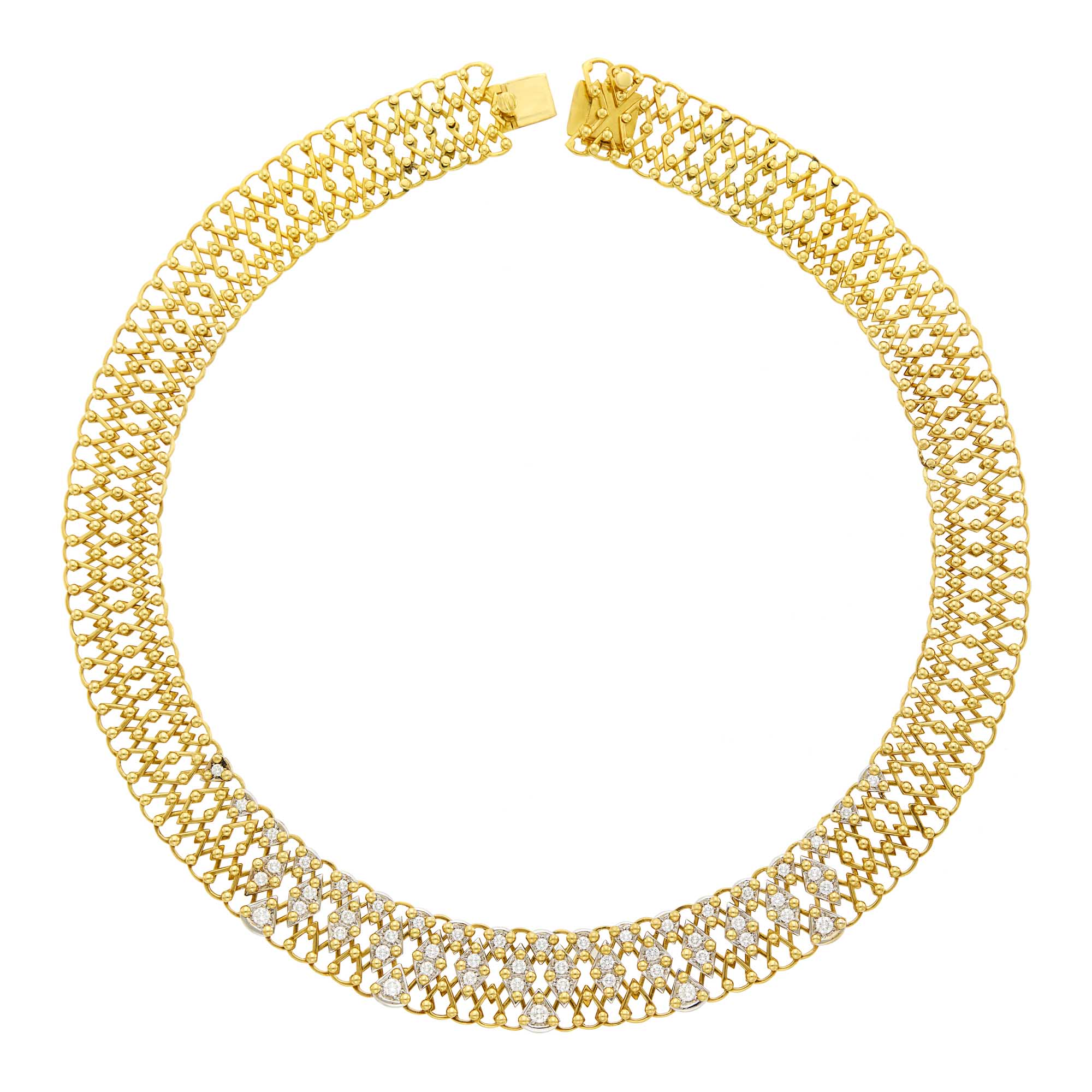 Lot image - Two-Color Gold and Diamond Necklace