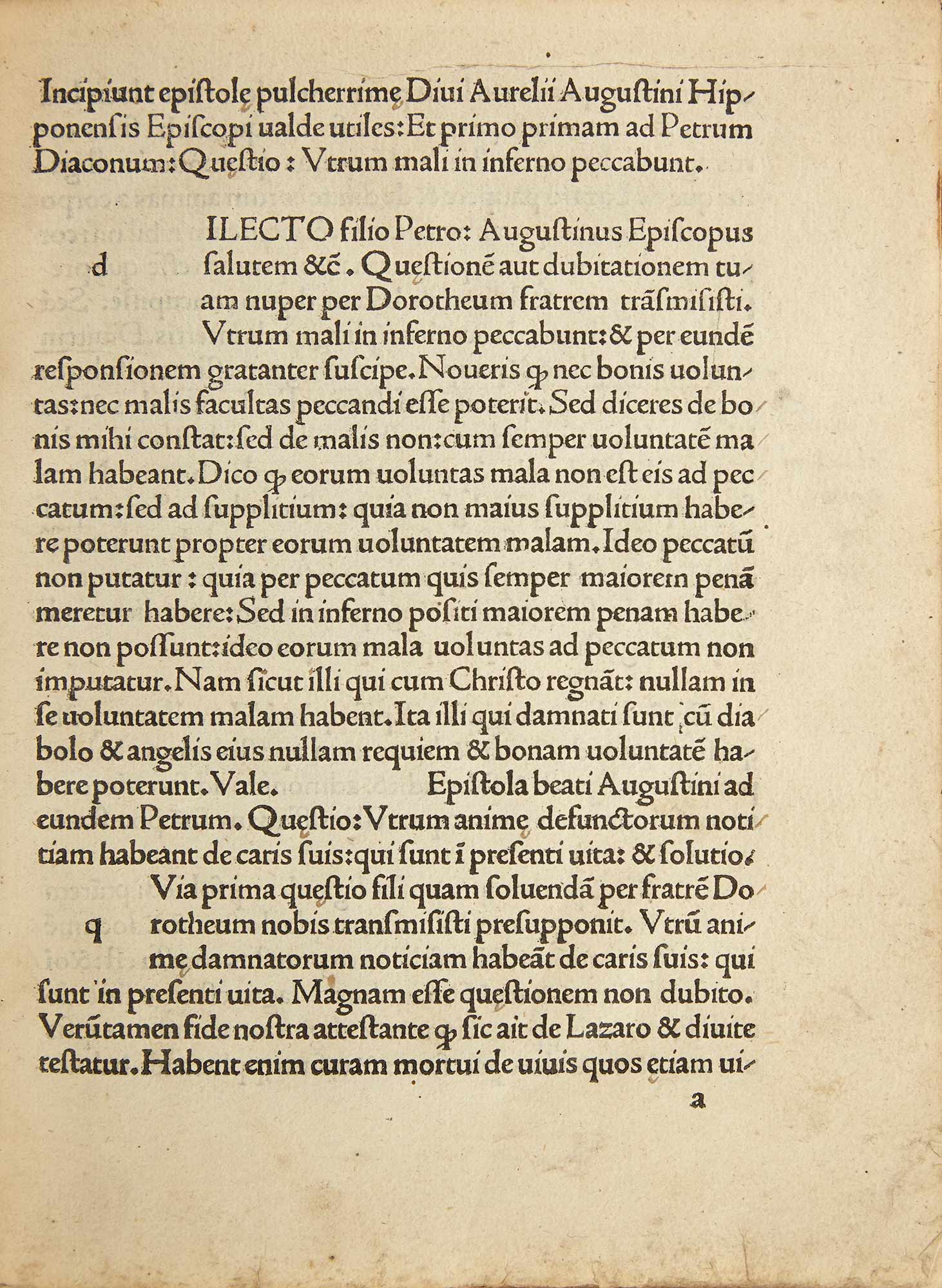 Lot image - [INCUNABULA]  AUGUSTINE, SAINT, BISHOP OF HIPPO. Epistolae Pulcherrimae.