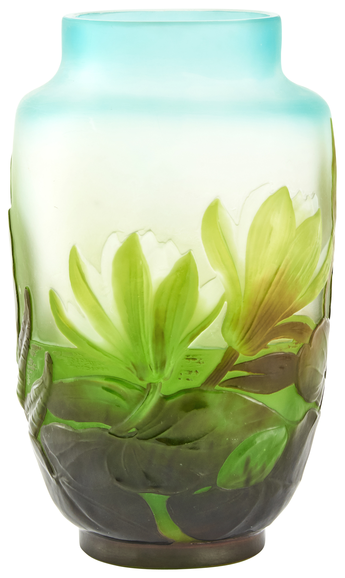 Lot image - Gallé Mold-Blown Cameo Glass Water Lily Vase