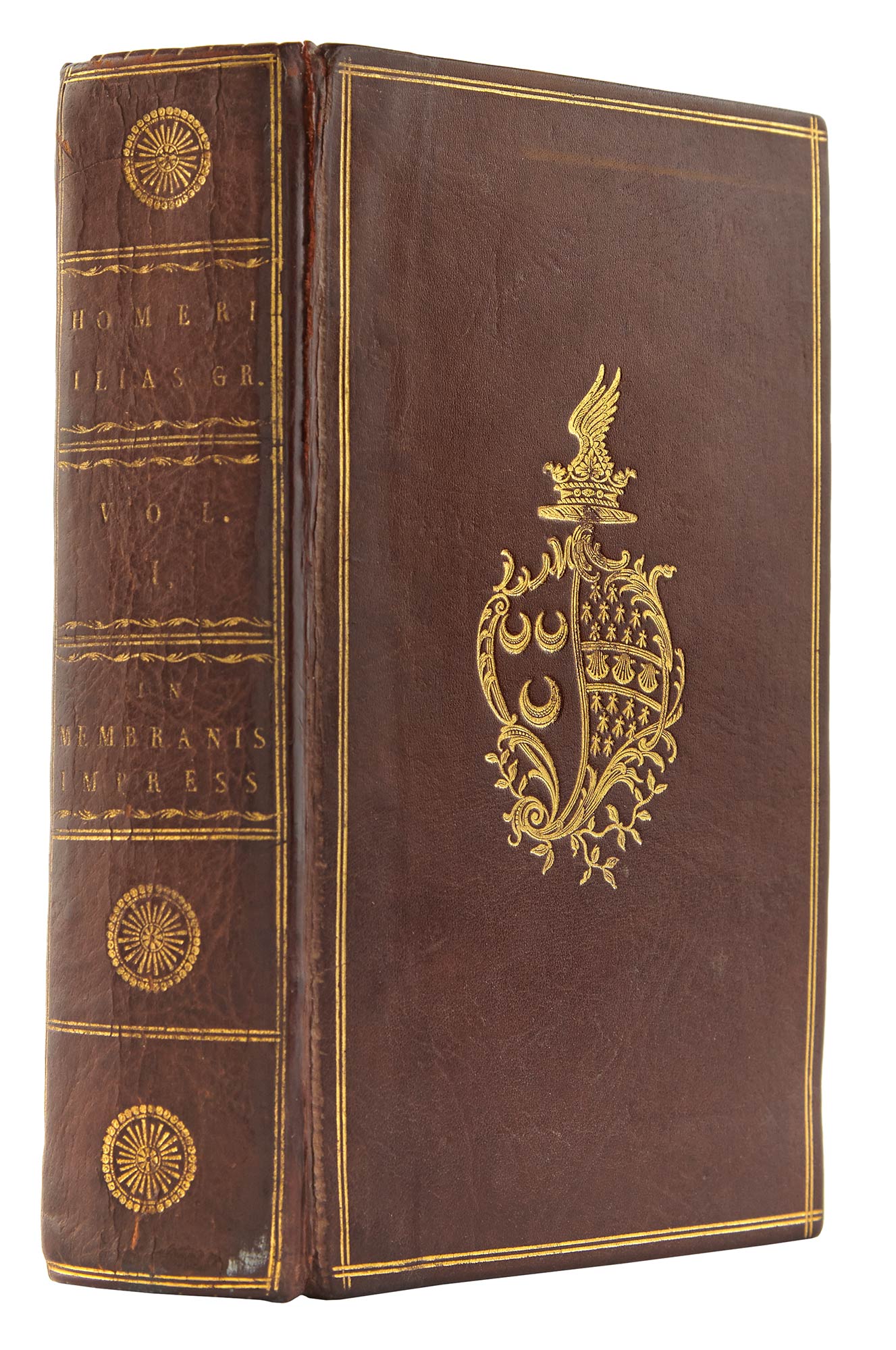 Lot image - [VELLUM PRINTING]  HOMER. [Title in Greek: He tou Homerou Iliados]. Homeri Ilias.