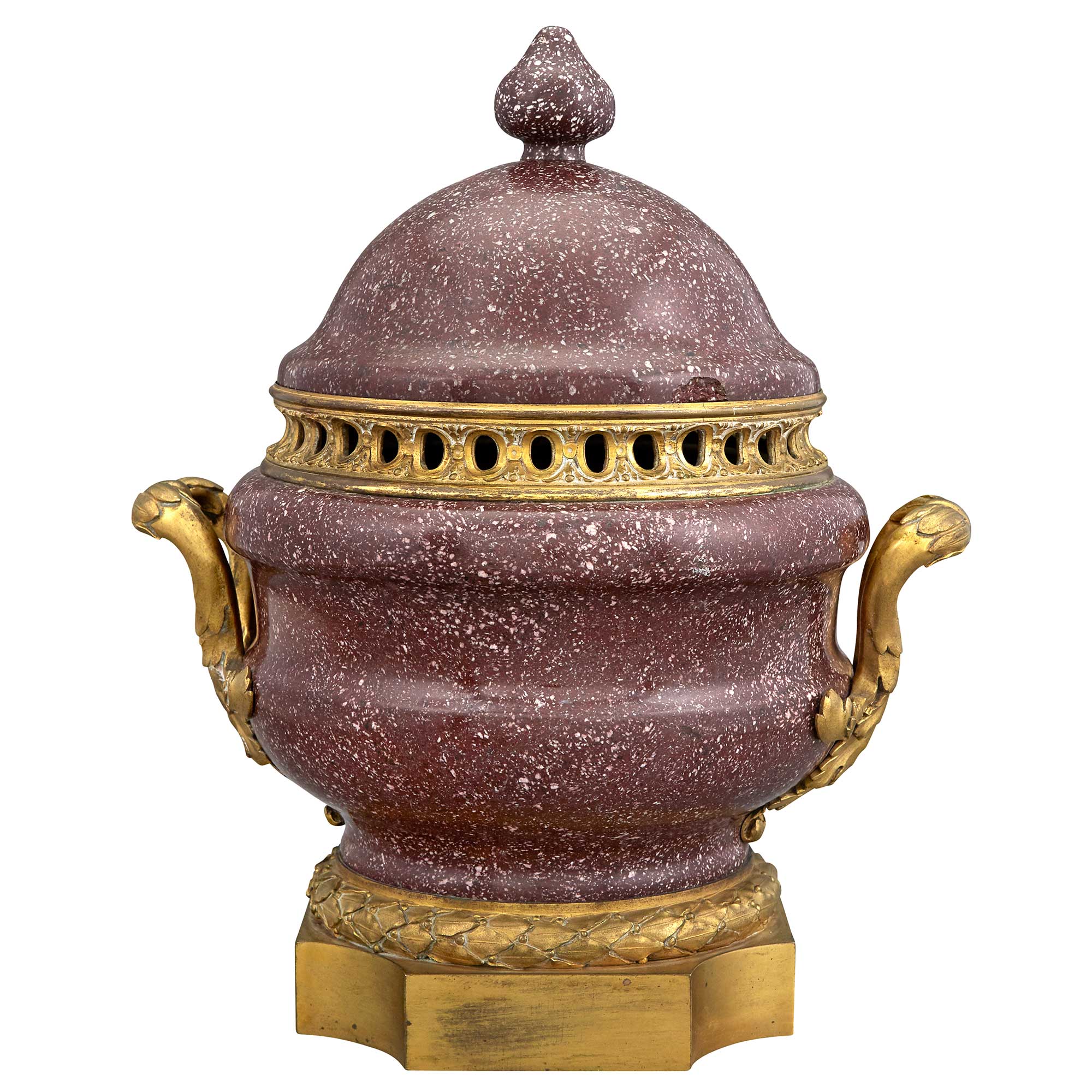 Lot image - Neoclassical Style Ormolu-Mounted Porphyry Potpourri Covered Urn