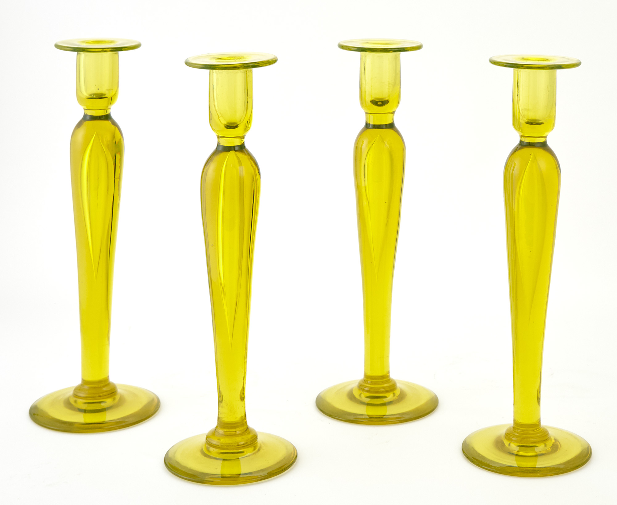 Lot image - Set of Four Venetian Yellow Glass Candlesticks