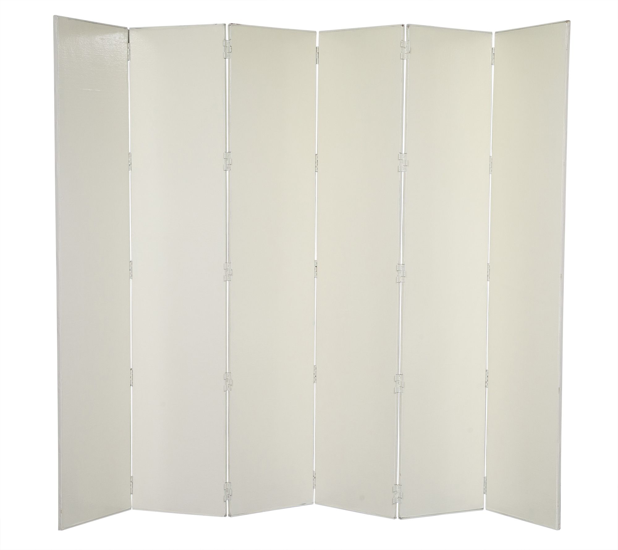 Lot image - White Painted Six-Panel Folding Screen